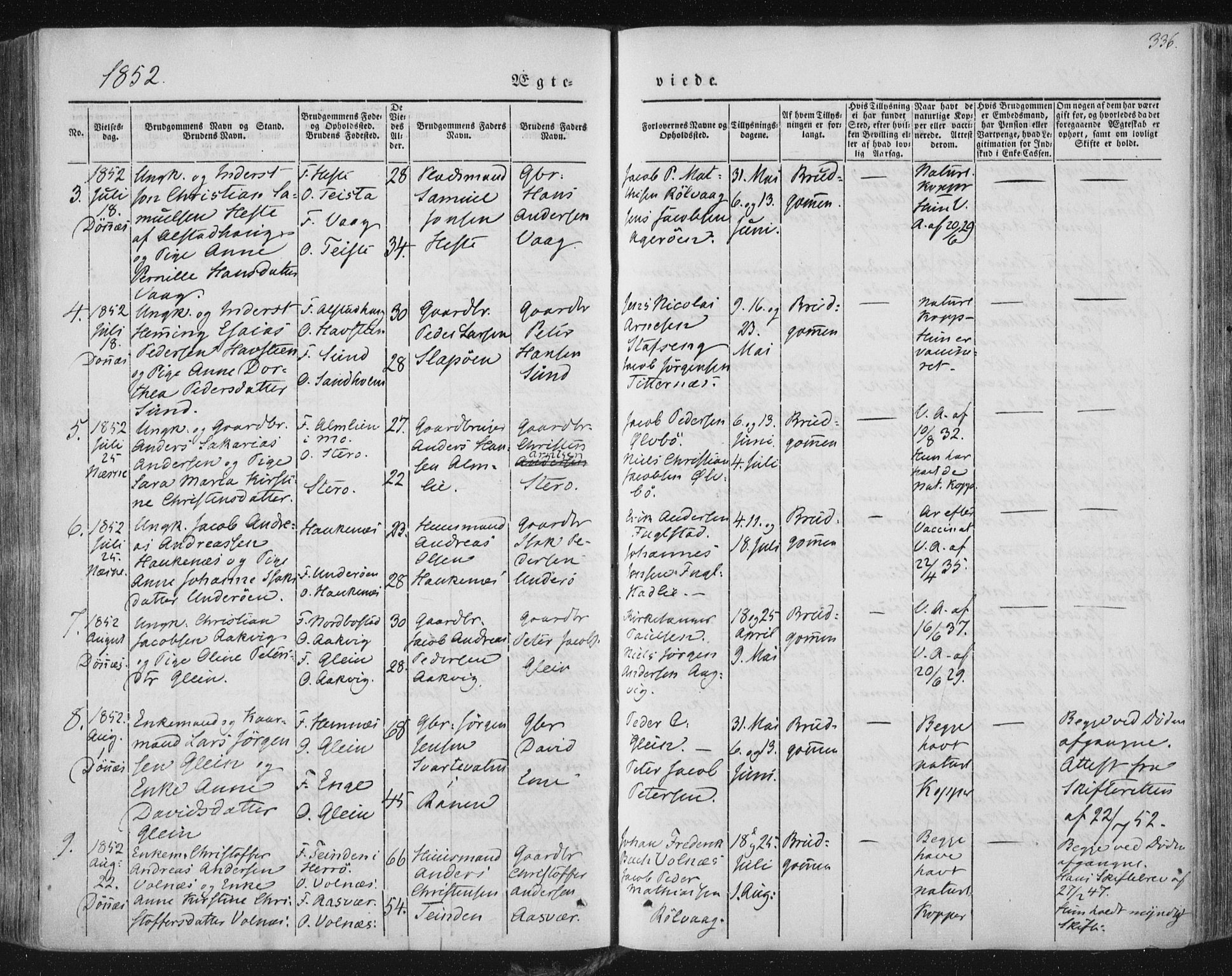 Ministerialprotokoller, klokkerbøker og fødselsregistre - Nordland, AV/SAT-A-1459/838/L0549: Ministerialbok nr. 838A07, 1840-1854, s. 336