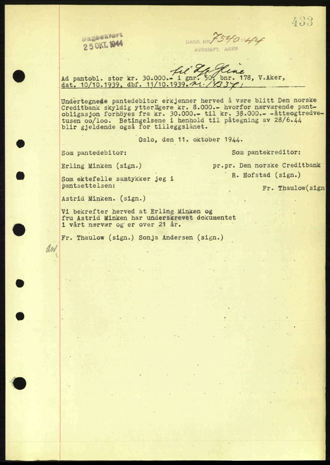 Aker herredsskriveri, SAO/A-10896/G/Gb/Gba/Gbac/L0035: Pantebok nr. B200-201, 1944-1944, Dagboknr: 7540/1944