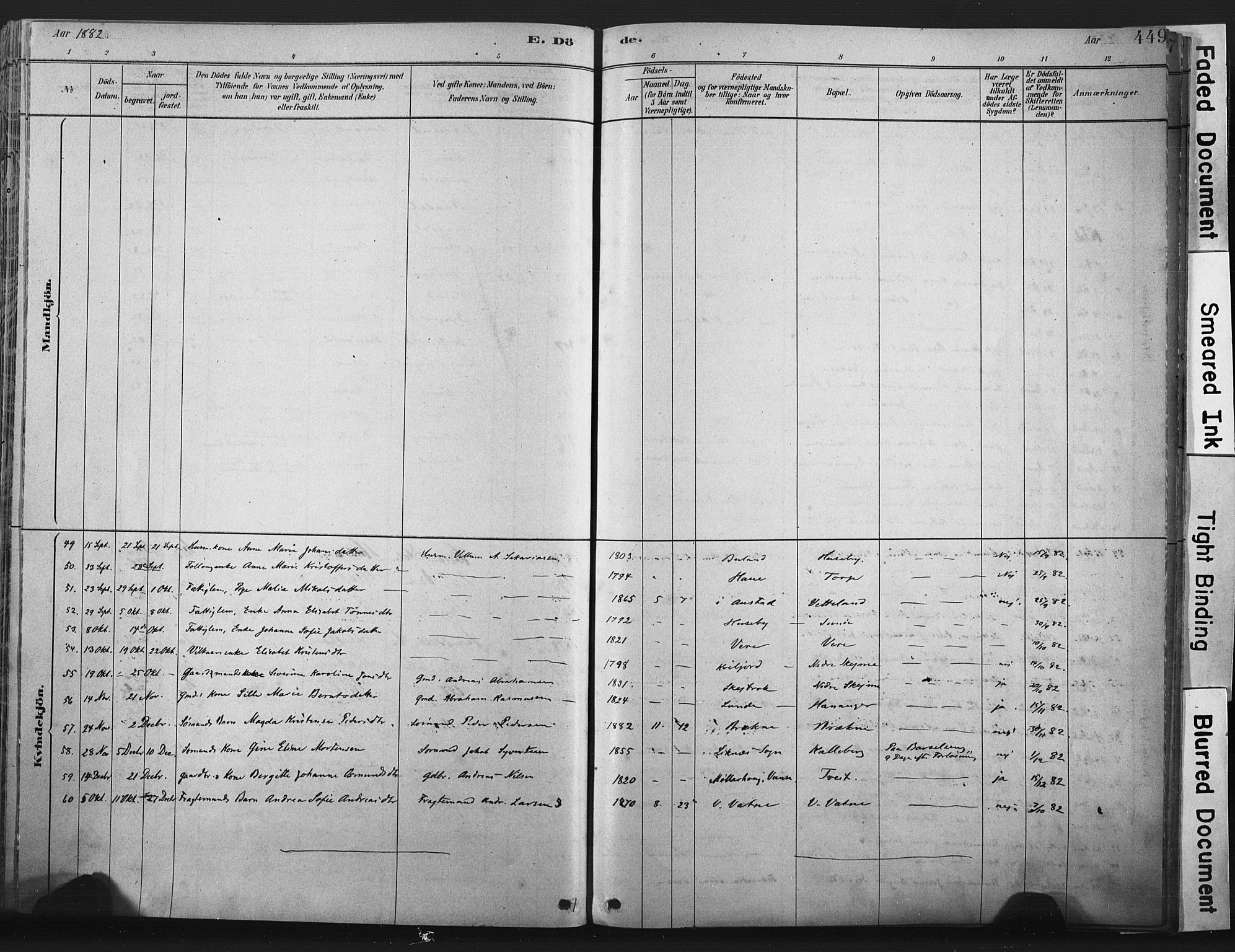Lista sokneprestkontor, SAK/1111-0027/F/Fa/L0012: Ministerialbok nr. A 12, 1879-1903, s. 449