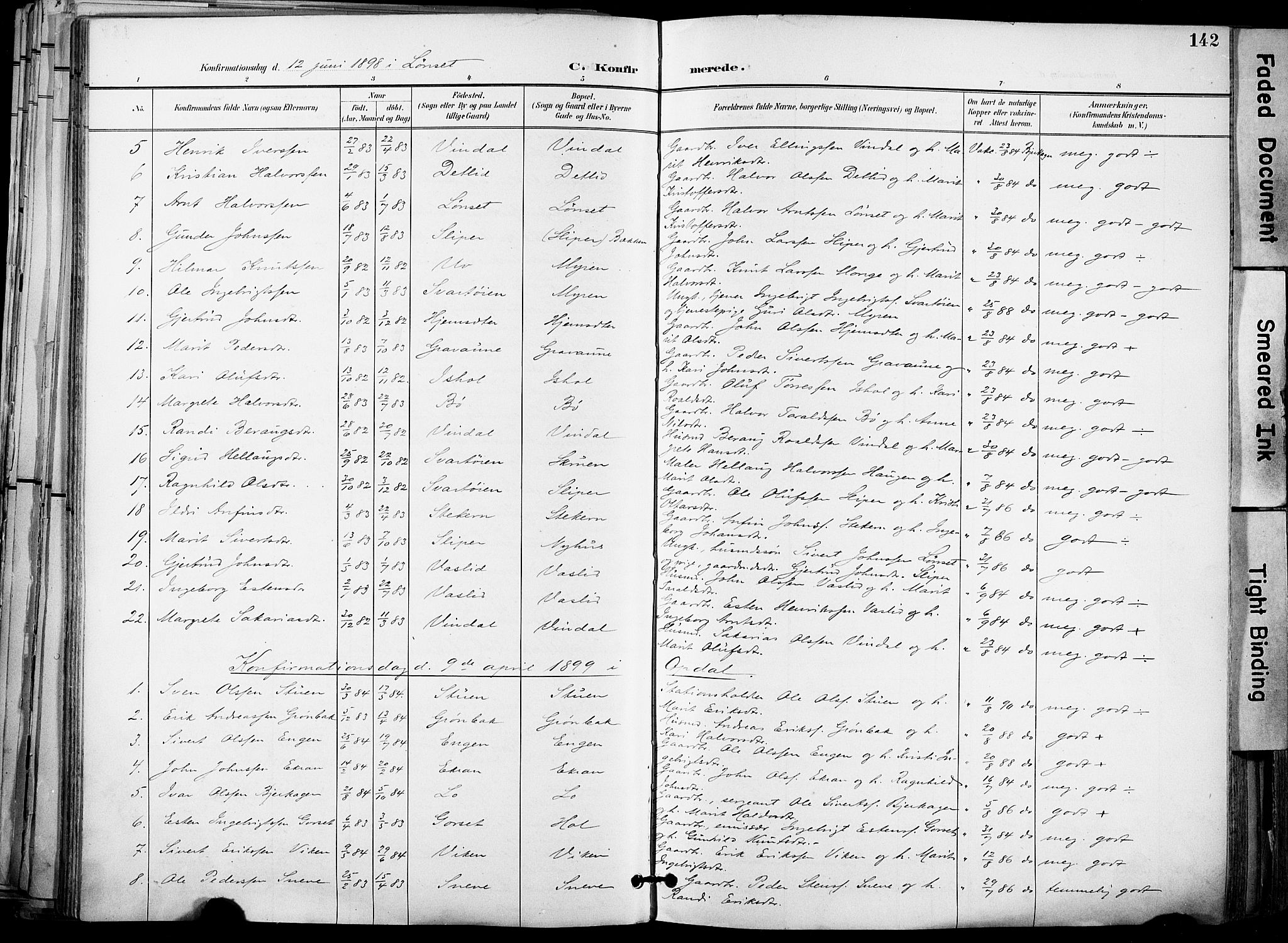 Ministerialprotokoller, klokkerbøker og fødselsregistre - Sør-Trøndelag, AV/SAT-A-1456/678/L0902: Ministerialbok nr. 678A11, 1895-1911, s. 142