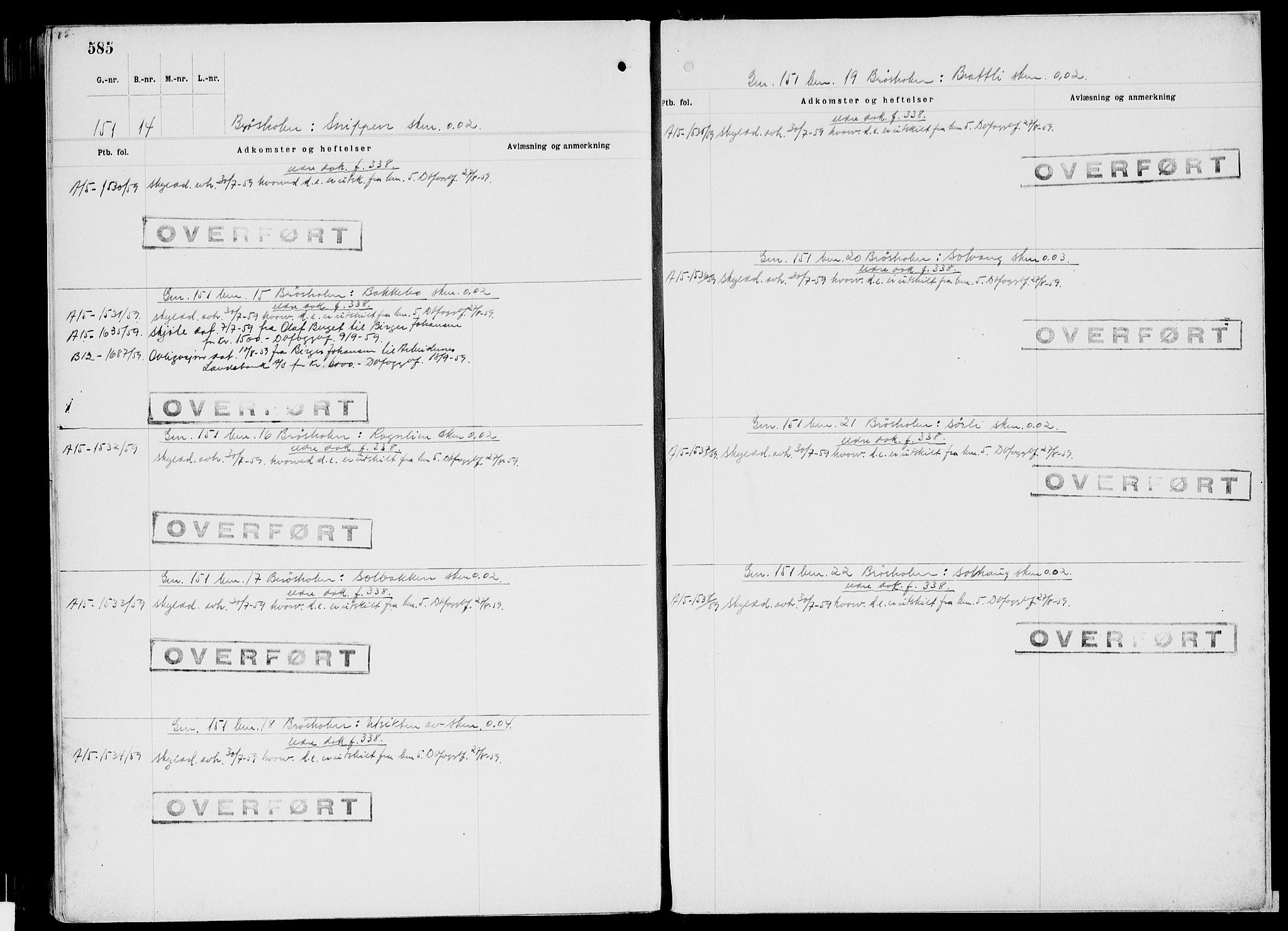Rakkestad sorenskriveri, SAO/A-10686/G/Ga/Gaf/L0004b: Panteregister nr. VI 4b, 1795-1959, s. 585
