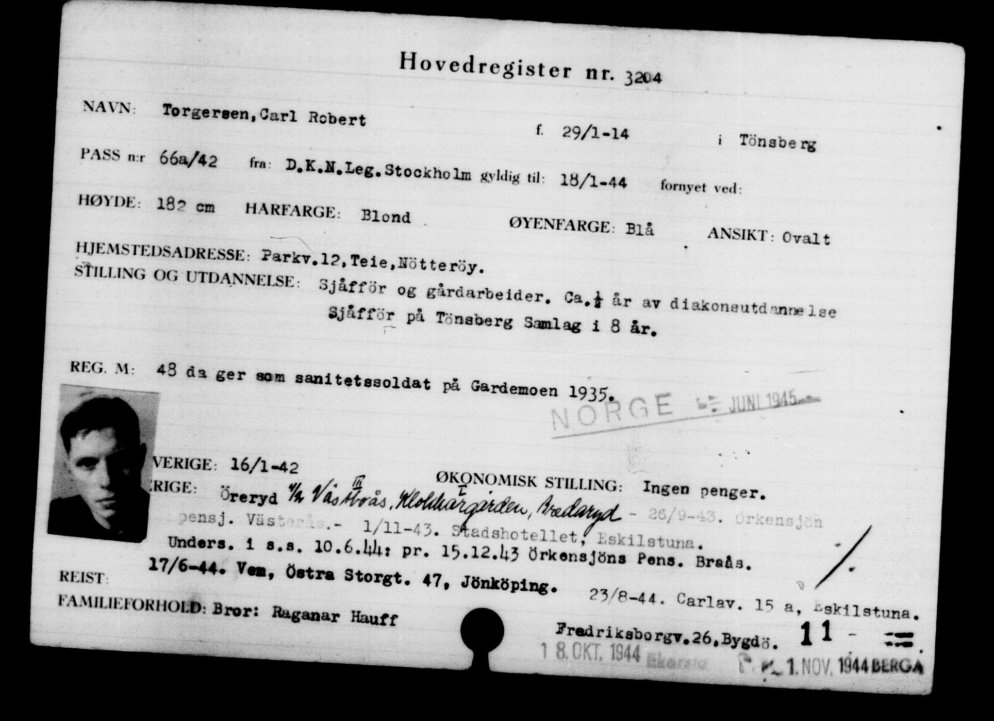 Utenriksstasjonene, Legasjonen i Stockholm, Flyktningkontoret, AV/RA-S-6753/V/Va/L0003: Kjesäterkartoteket, flyktninger med registreringsnr. 2001-3495, 1940-1945, s. 1659