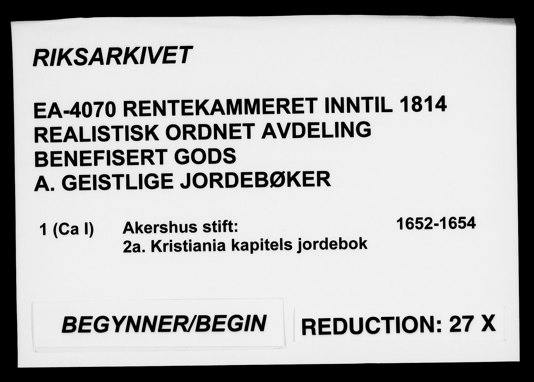 Rentekammeret inntil 1814, Realistisk ordnet avdeling, AV/RA-EA-4070/Fc/Fca/L0001/0002: [Ca I]  Akershus stift / Kristiania kapitels jordebok, 1652-1654