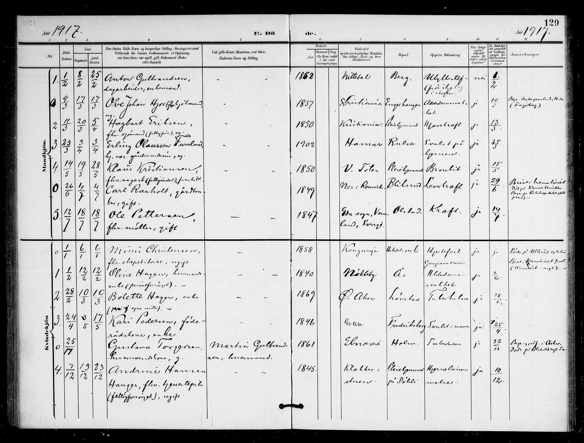 Nittedal prestekontor Kirkebøker, AV/SAO-A-10365a/F/Fb/L0002: Ministerialbok nr. II 2, 1902-1921, s. 129