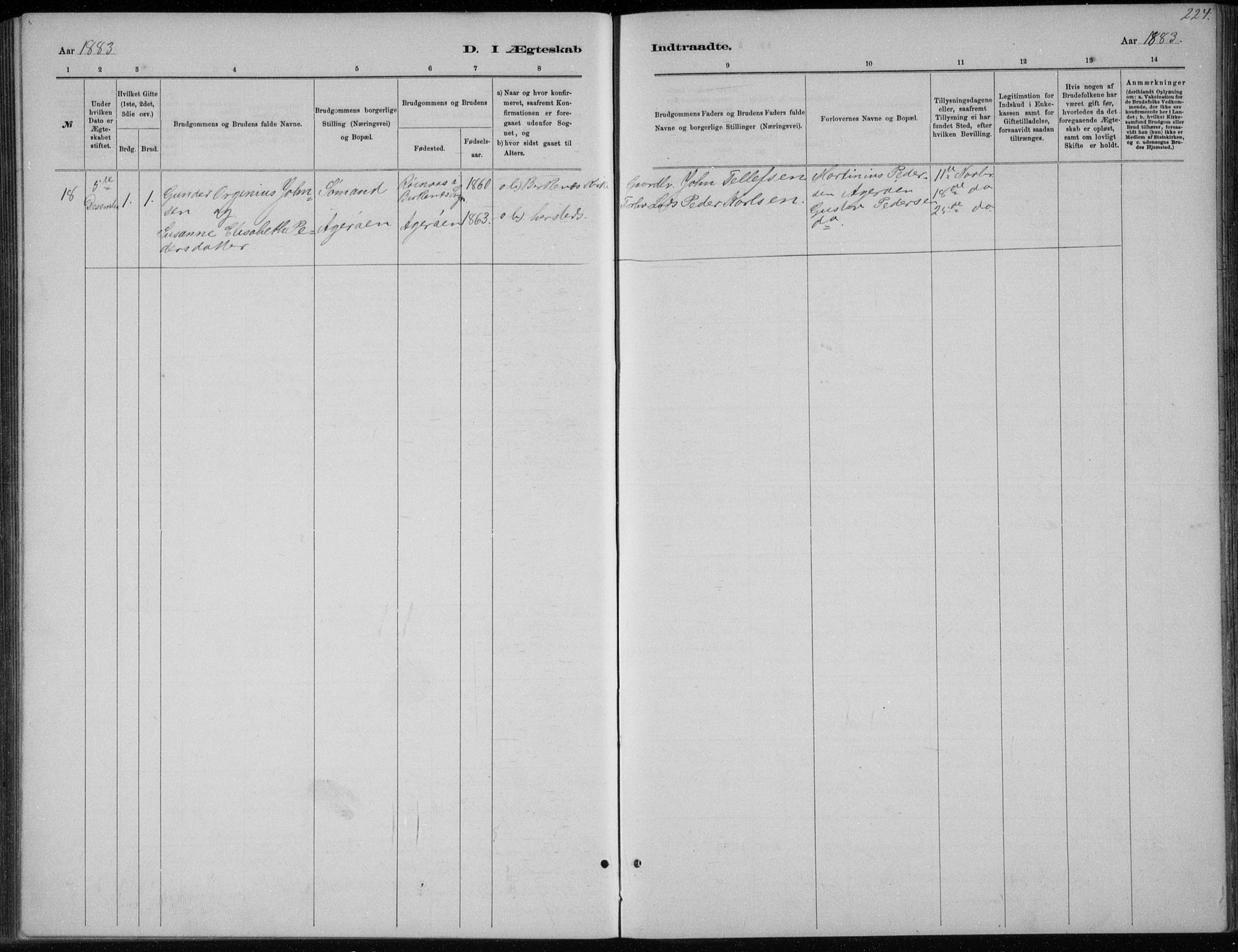 Høvåg sokneprestkontor, SAK/1111-0025/F/Fb/L0004: Klokkerbok nr. B 4, 1883-1898, s. 224