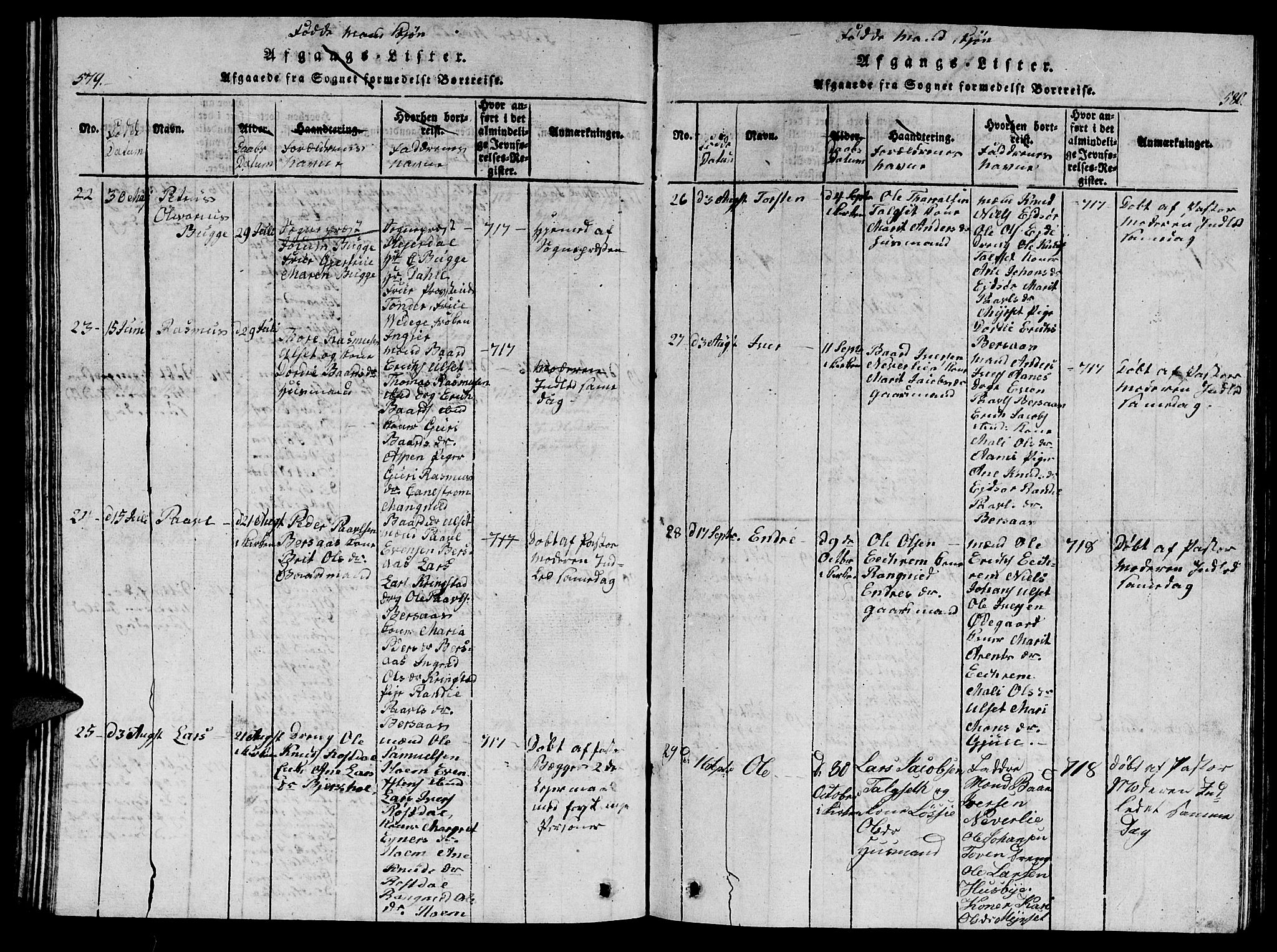 Ministerialprotokoller, klokkerbøker og fødselsregistre - Møre og Romsdal, AV/SAT-A-1454/586/L0990: Klokkerbok nr. 586C01, 1819-1837, s. 579-580