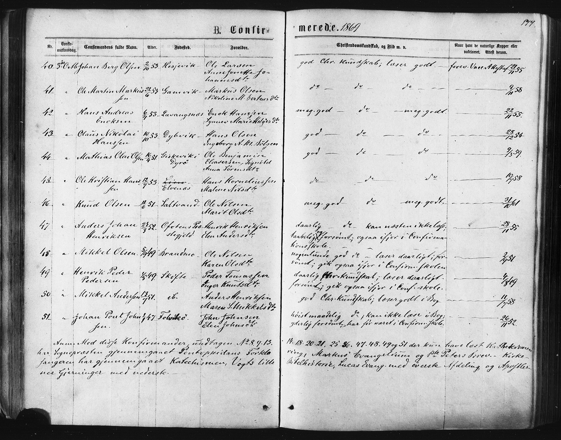 Ibestad sokneprestembete, AV/SATØ-S-0077/H/Ha/Haa/L0010kirke: Ministerialbok nr. 10, 1869-1879, s. 177
