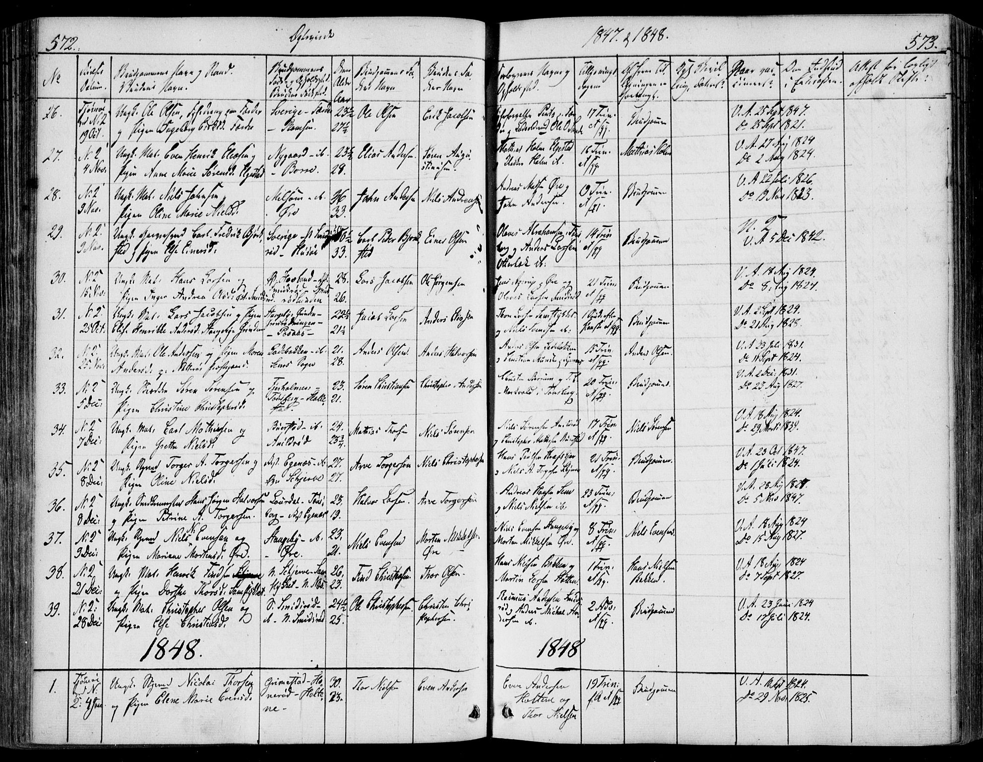 Nøtterøy kirkebøker, AV/SAKO-A-354/F/Fa/L0005: Ministerialbok nr. I 5, 1839-1852, s. 572-573
