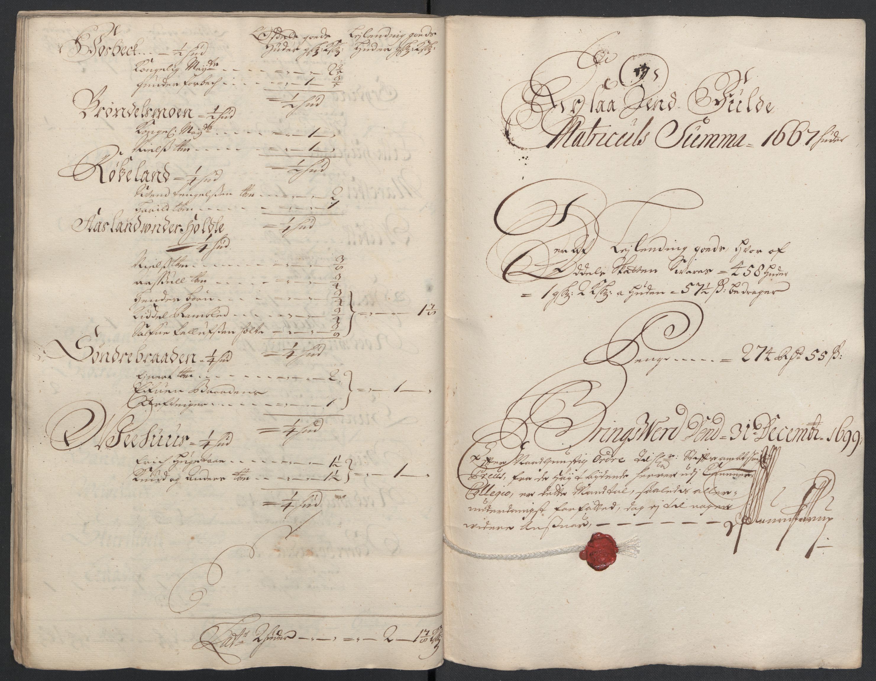 Rentekammeret inntil 1814, Reviderte regnskaper, Fogderegnskap, AV/RA-EA-4092/R39/L2314: Fogderegnskap Nedenes, 1698-1699, s. 243