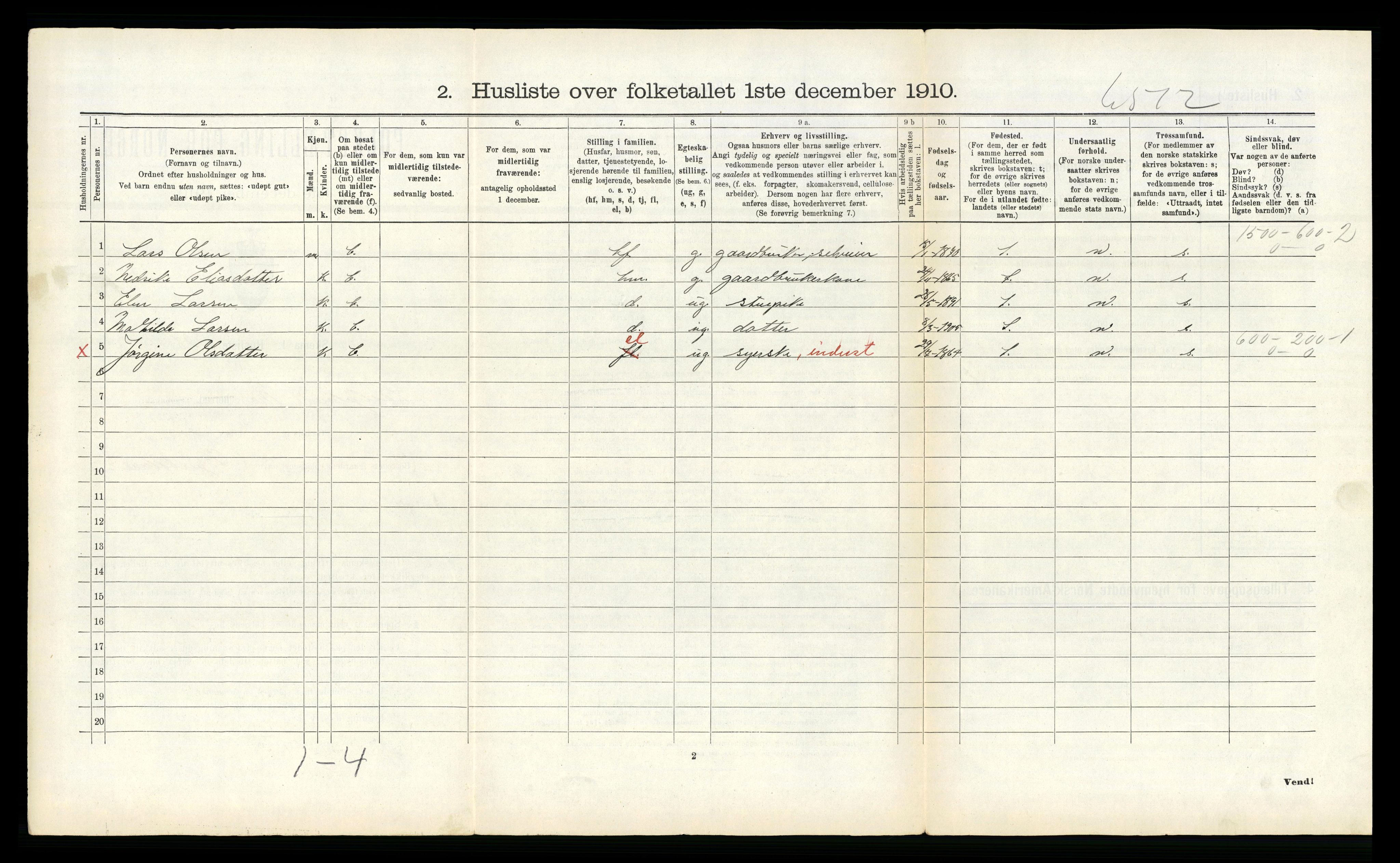 RA, Folketelling 1910 for 1833 Mo herred, 1910, s. 1136