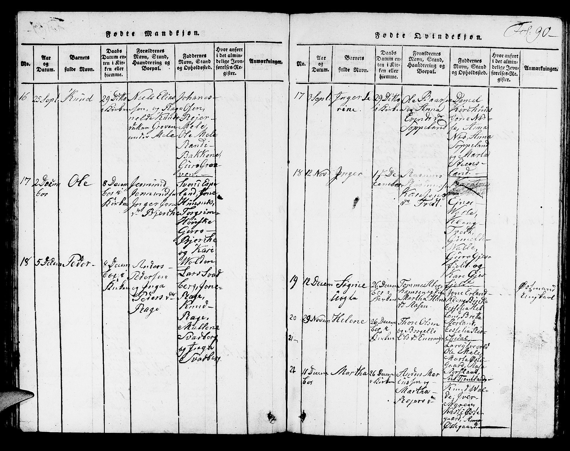 Hjelmeland sokneprestkontor, AV/SAST-A-101843/01/V/L0002: Klokkerbok nr. B 2, 1816-1841, s. 90