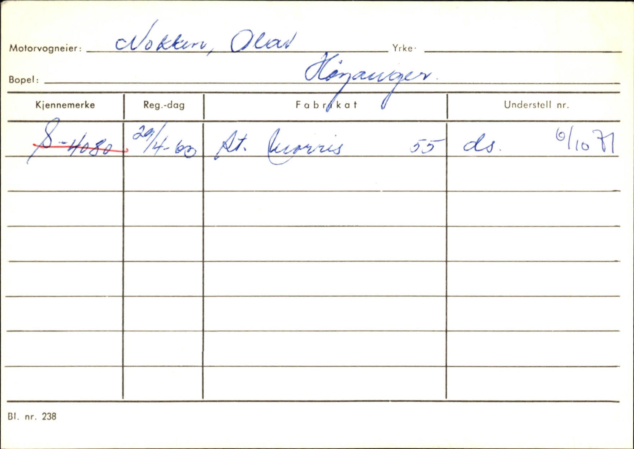 Statens vegvesen, Sogn og Fjordane vegkontor, SAB/A-5301/4/F/L0130: Eigarregister Eid T-Å. Høyanger A-O, 1945-1975, s. 2296