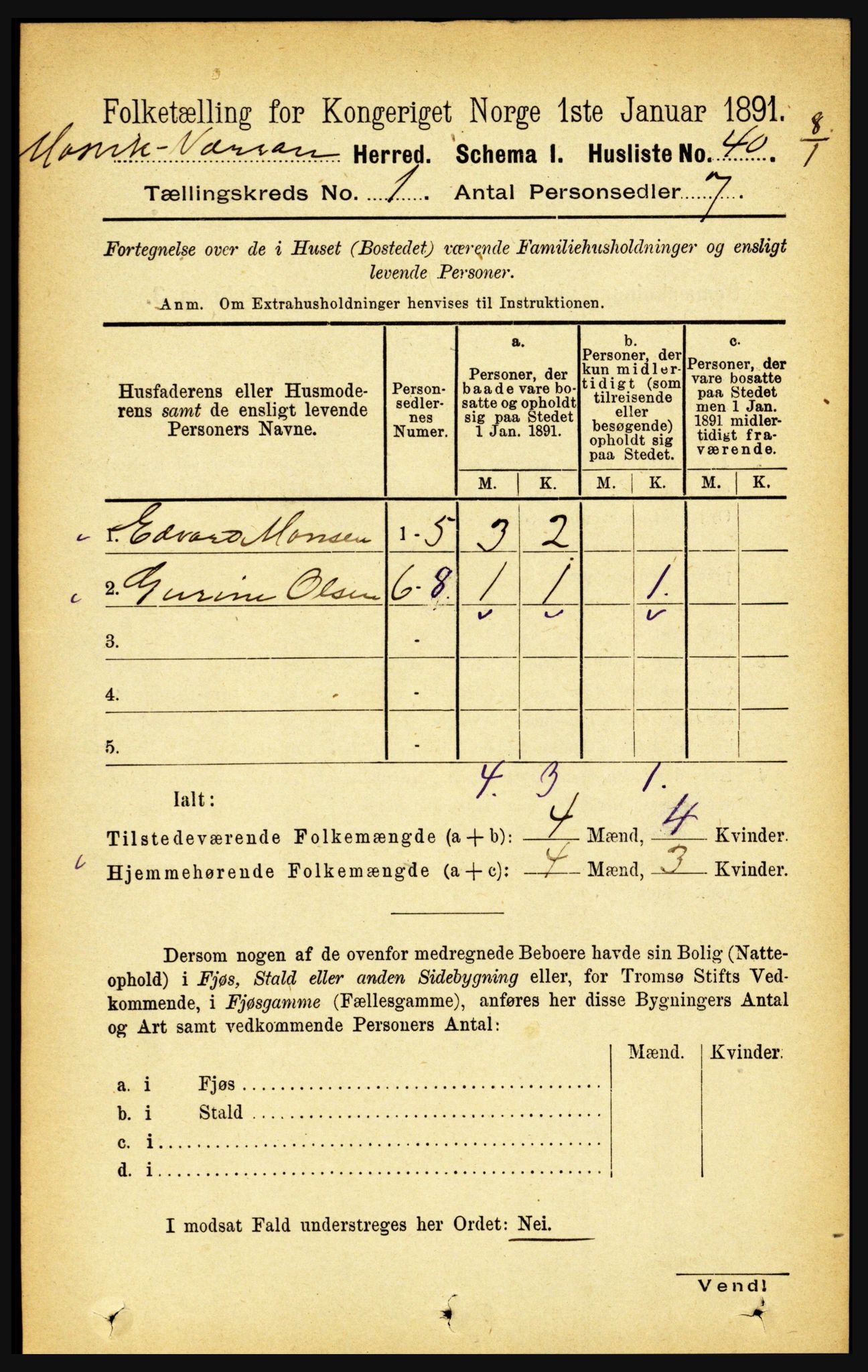 RA, Folketelling 1891 for 1723 Mosvik og Verran herred, 1891, s. 63