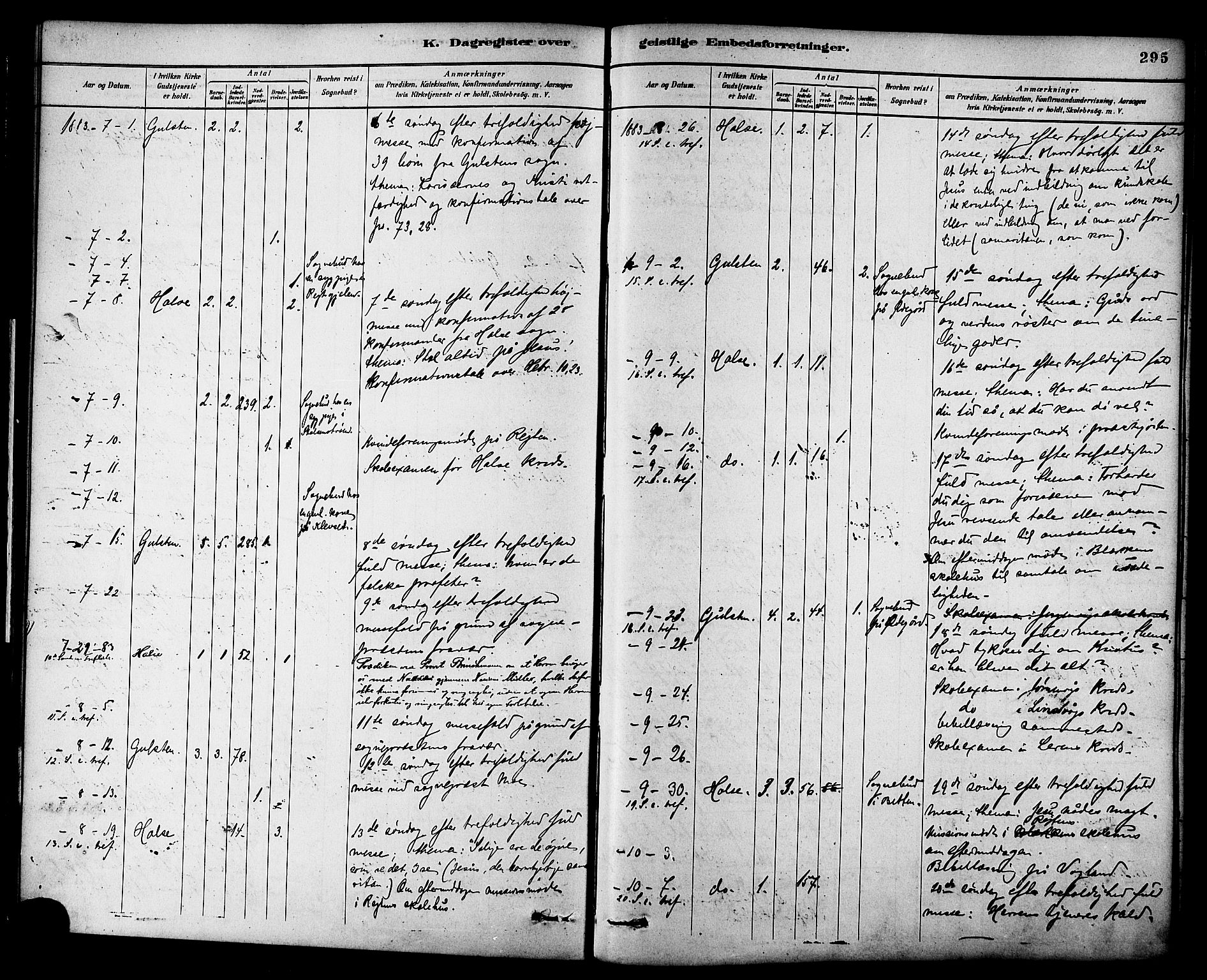 Ministerialprotokoller, klokkerbøker og fødselsregistre - Møre og Romsdal, AV/SAT-A-1454/576/L0885: Ministerialbok nr. 576A03, 1880-1898, s. 295