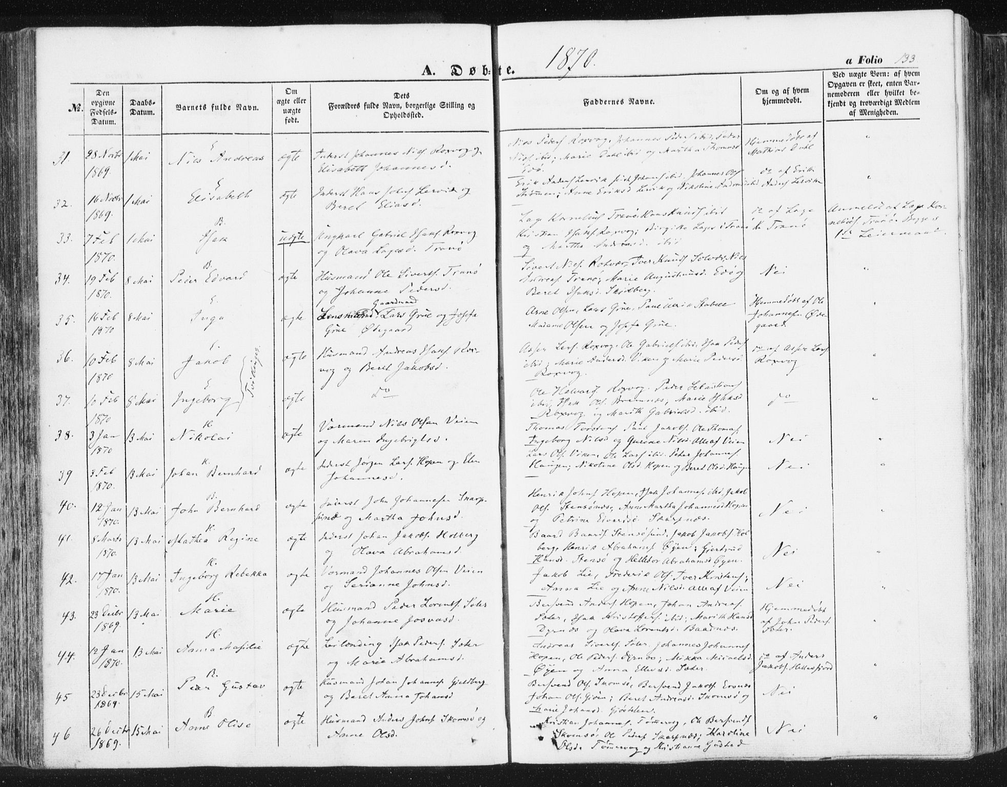 Ministerialprotokoller, klokkerbøker og fødselsregistre - Møre og Romsdal, SAT/A-1454/581/L0937: Ministerialbok nr. 581A05, 1853-1872, s. 133