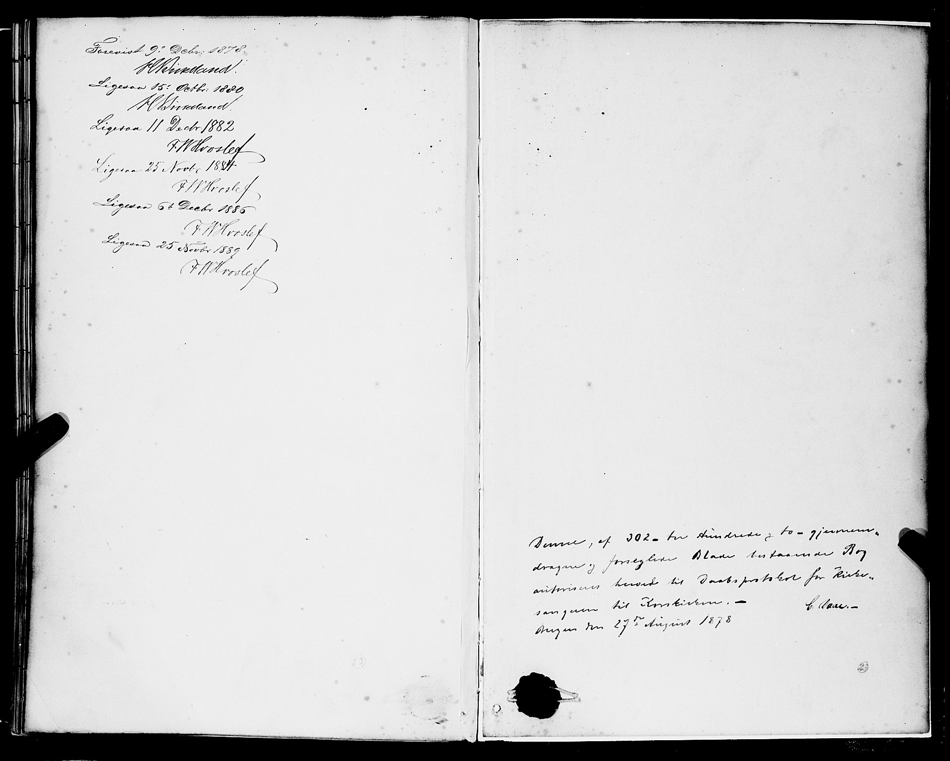 Korskirken sokneprestembete, SAB/A-76101/H/Hab: Klokkerbok nr. B 8, 1878-1887, s. 303