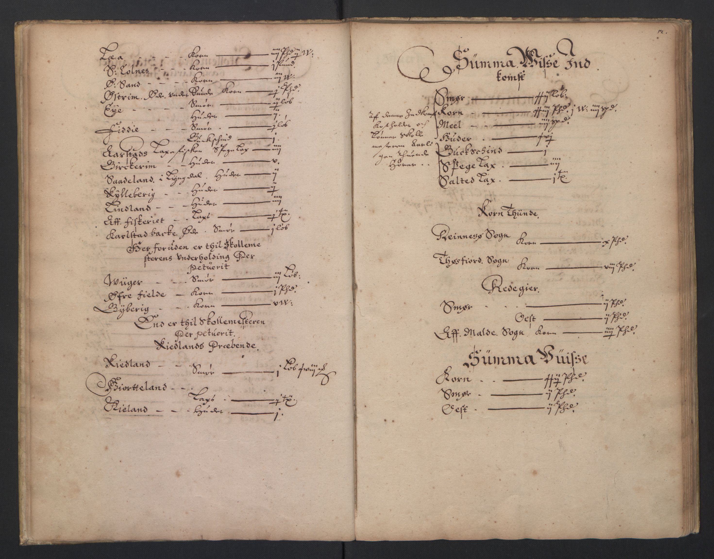 Rentekammeret inntil 1814, Realistisk ordnet avdeling, RA/EA-4070/L/L0023/0003: Stavanger lagdømme: / [C]: Jordebok over bispens samt kannikenes, prestenes, kirkenes og hospitalets inntekter., 1661, s. 11b-12a