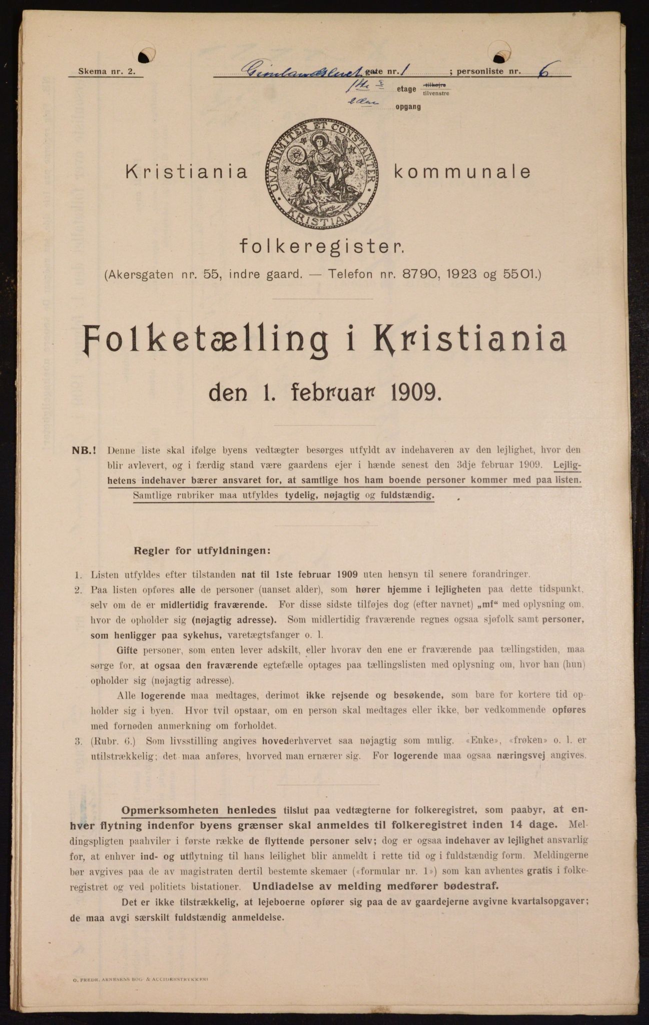 OBA, Kommunal folketelling 1.2.1909 for Kristiania kjøpstad, 1909, s. 28723