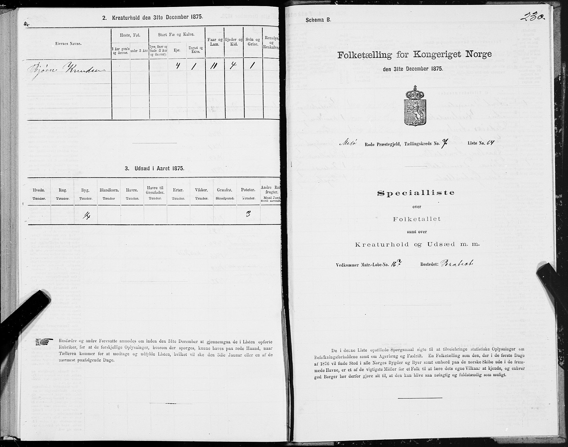 SAT, Folketelling 1875 for 1836P Rødøy prestegjeld, 1875, s. 3230