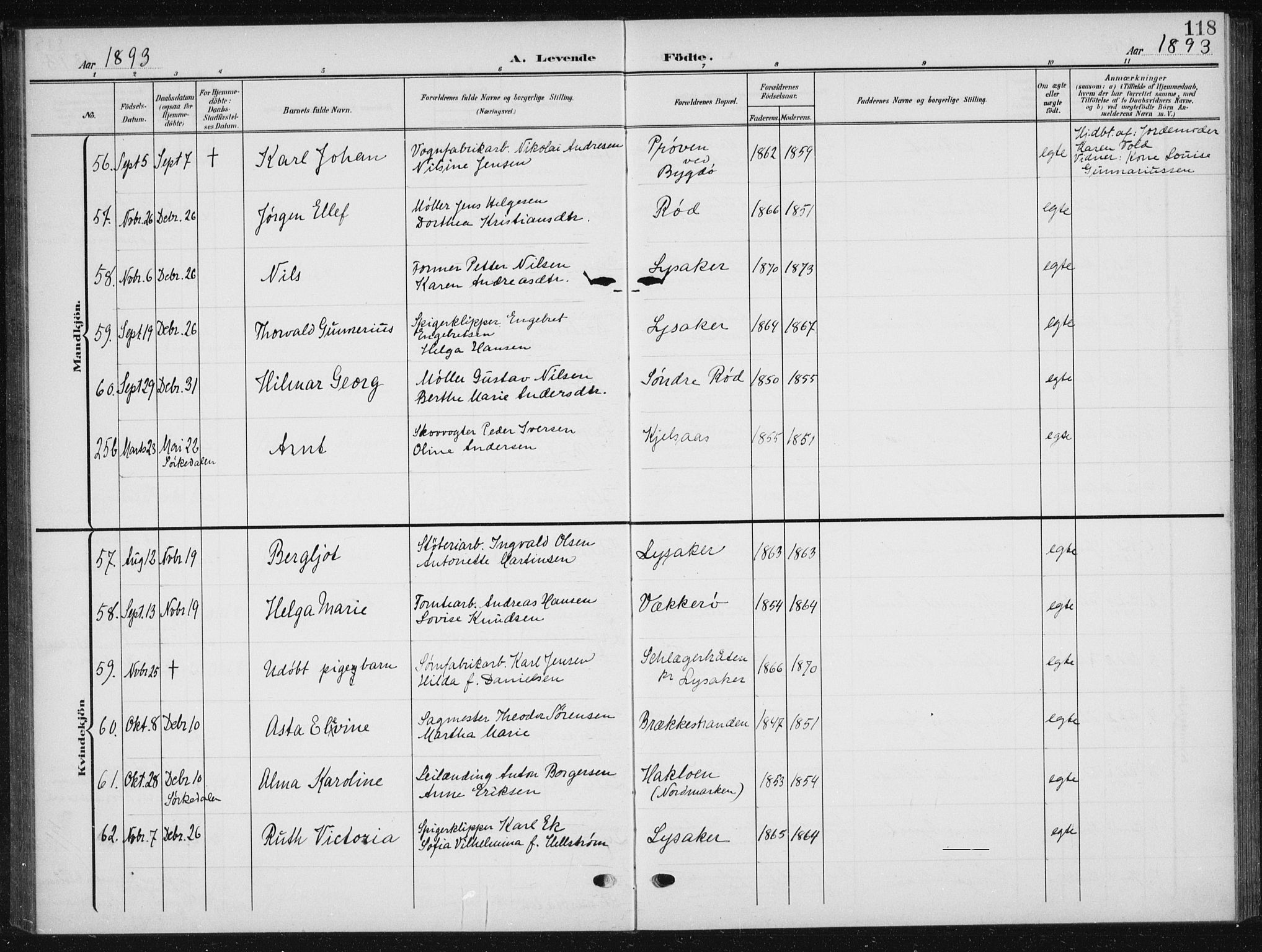 Vestre Aker prestekontor Kirkebøker, AV/SAO-A-10025/F/Fb/L0001: Ministerialbok nr. II 1, 1880-1906, s. 118