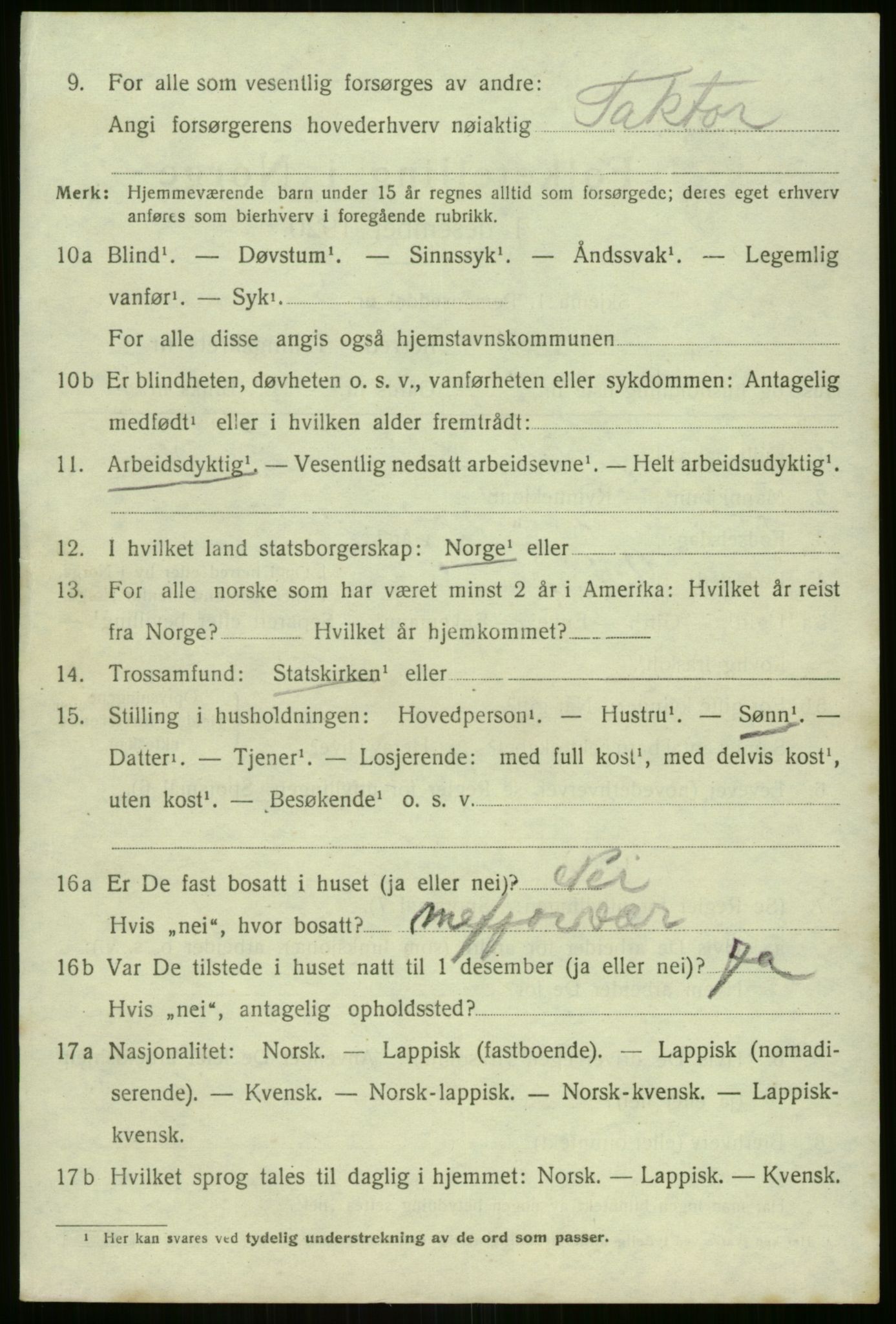 SATØ, Folketelling 1920 for 1929 Berg herred, 1920, s. 822
