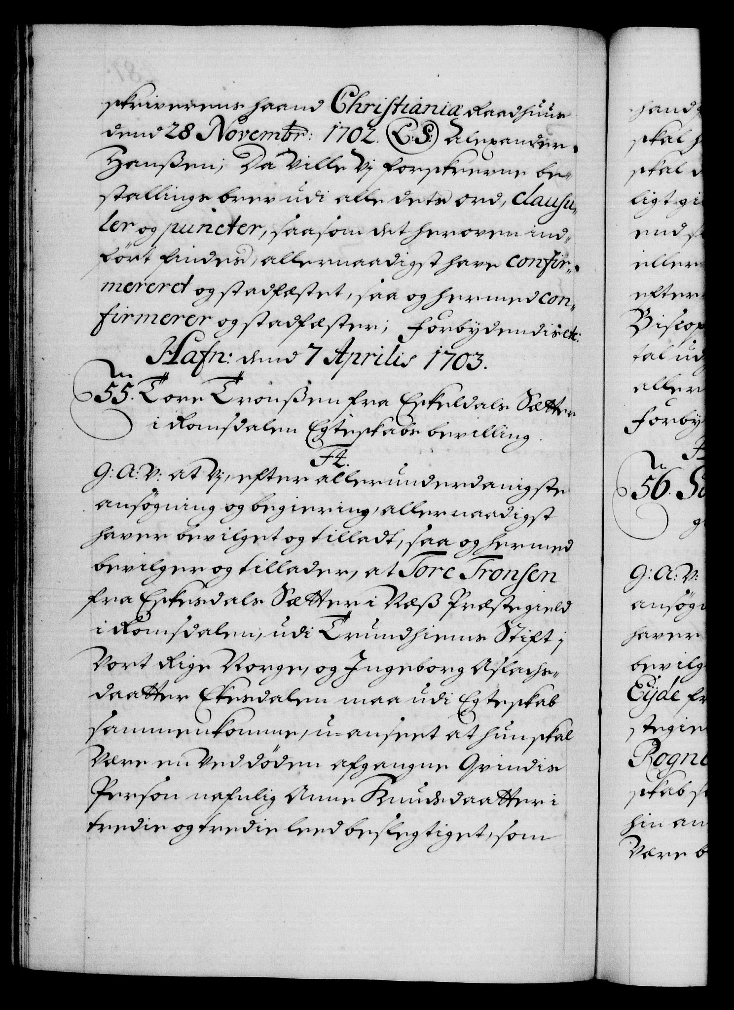 Danske Kanselli 1572-1799, RA/EA-3023/F/Fc/Fca/Fcaa/L0018: Norske registre, 1699-1703, s. 481b
