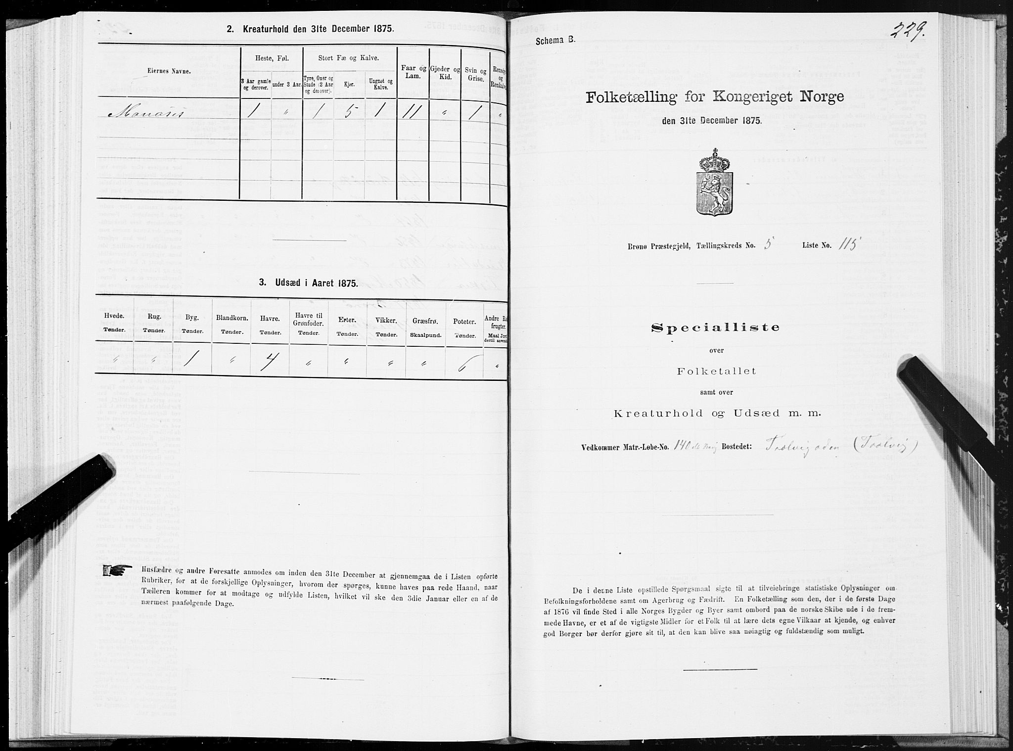 SAT, Folketelling 1875 for 1814P Brønnøy prestegjeld, 1875, s. 3229