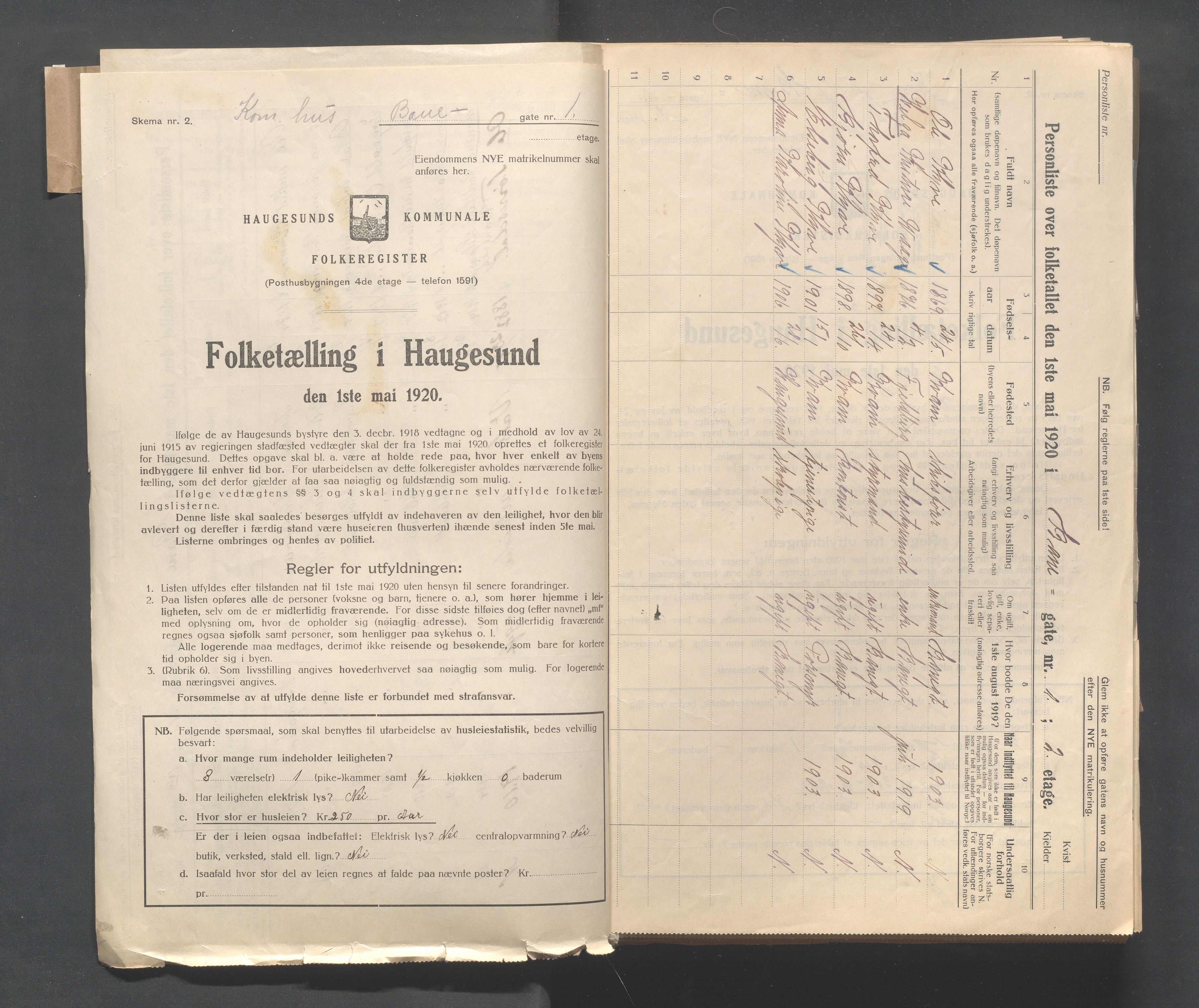 IKAR, Kommunal folketelling 1.5.1920 for Haugesund, 1920, s. 82