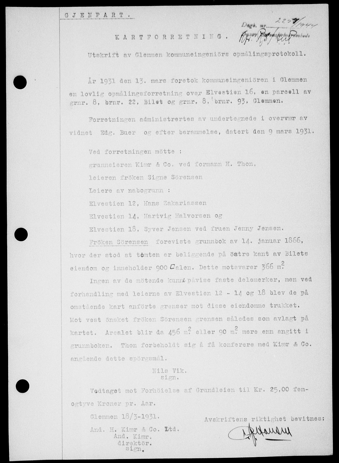 Onsøy sorenskriveri, SAO/A-10474/G/Ga/Gab/L0014: Pantebok nr. II A-14, 1944-1945, Dagboknr: 2257/1944