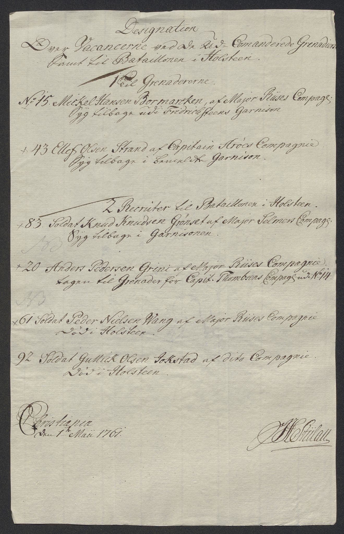 Kommanderende general (KG I) med Det norske krigsdirektorium, AV/RA-EA-5419/E/Ec/L0021: Ruller over nedkommanderte mannskap, 1758-1762, s. 662