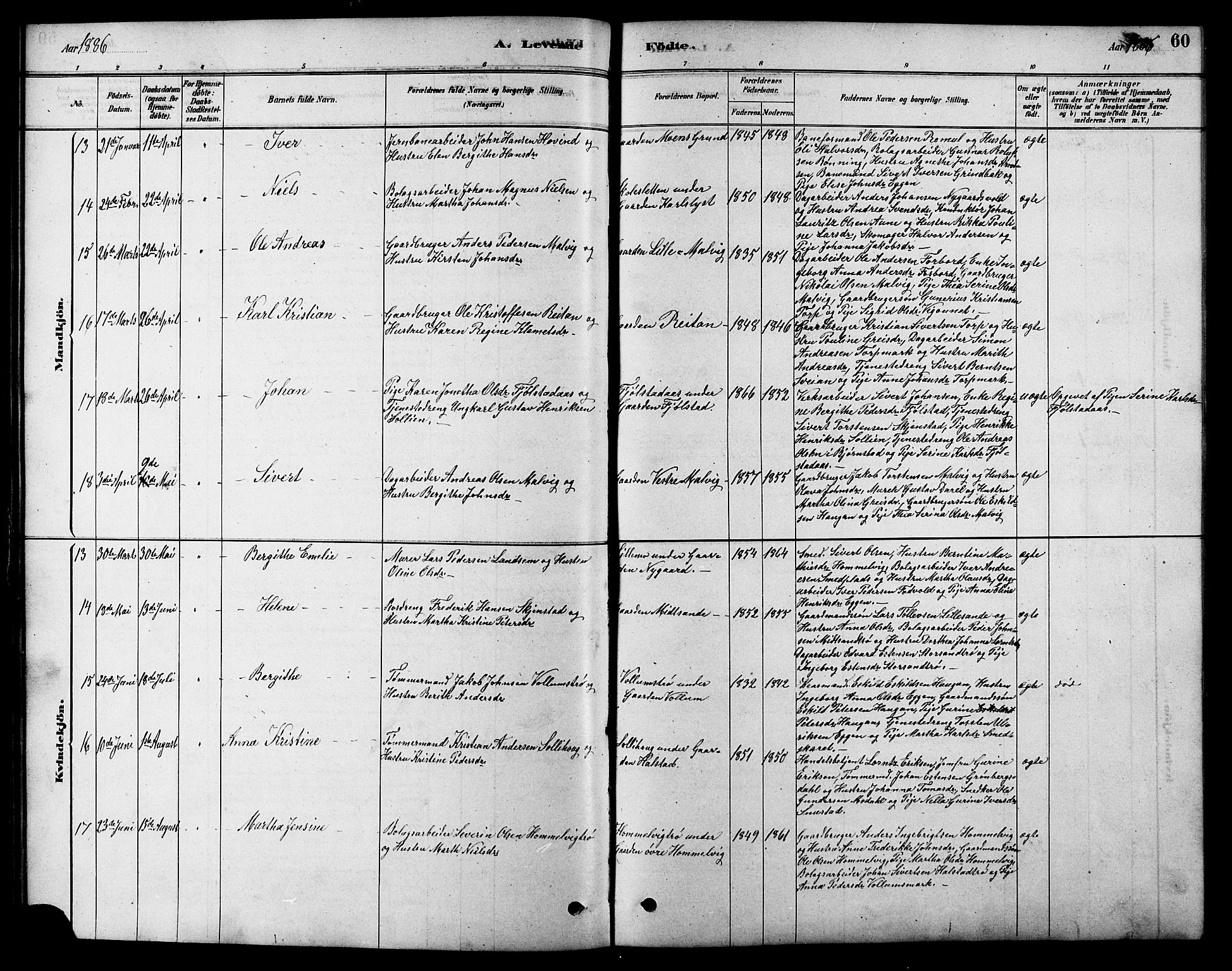 Ministerialprotokoller, klokkerbøker og fødselsregistre - Sør-Trøndelag, SAT/A-1456/616/L0423: Klokkerbok nr. 616C06, 1878-1903, s. 60