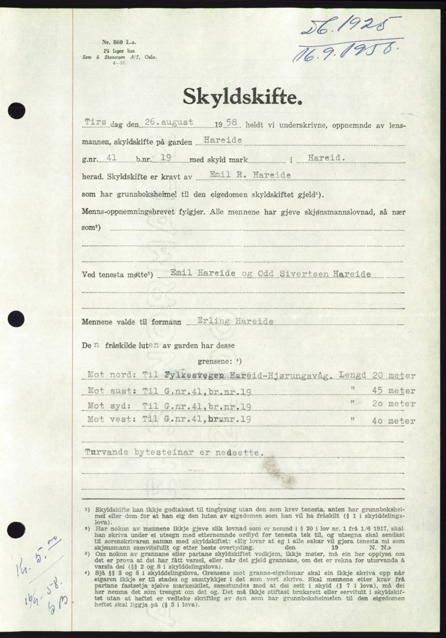 Søre Sunnmøre sorenskriveri, AV/SAT-A-4122/1/2/2C/L0110: Pantebok nr. 36A, 1958-1958, Dagboknr: 1925/1958