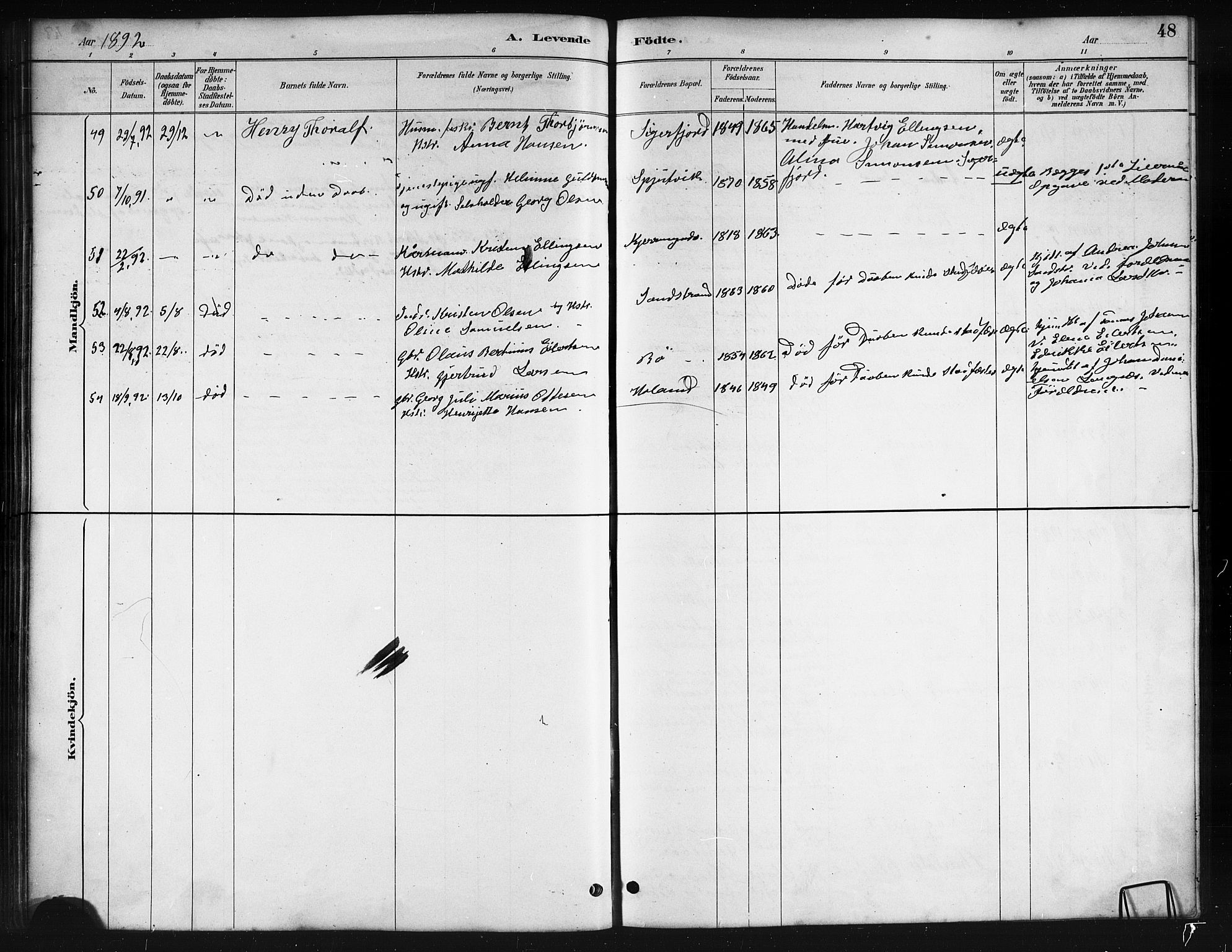 Ministerialprotokoller, klokkerbøker og fødselsregistre - Nordland, AV/SAT-A-1459/895/L1382: Klokkerbok nr. 895C04, 1885-1896, s. 48