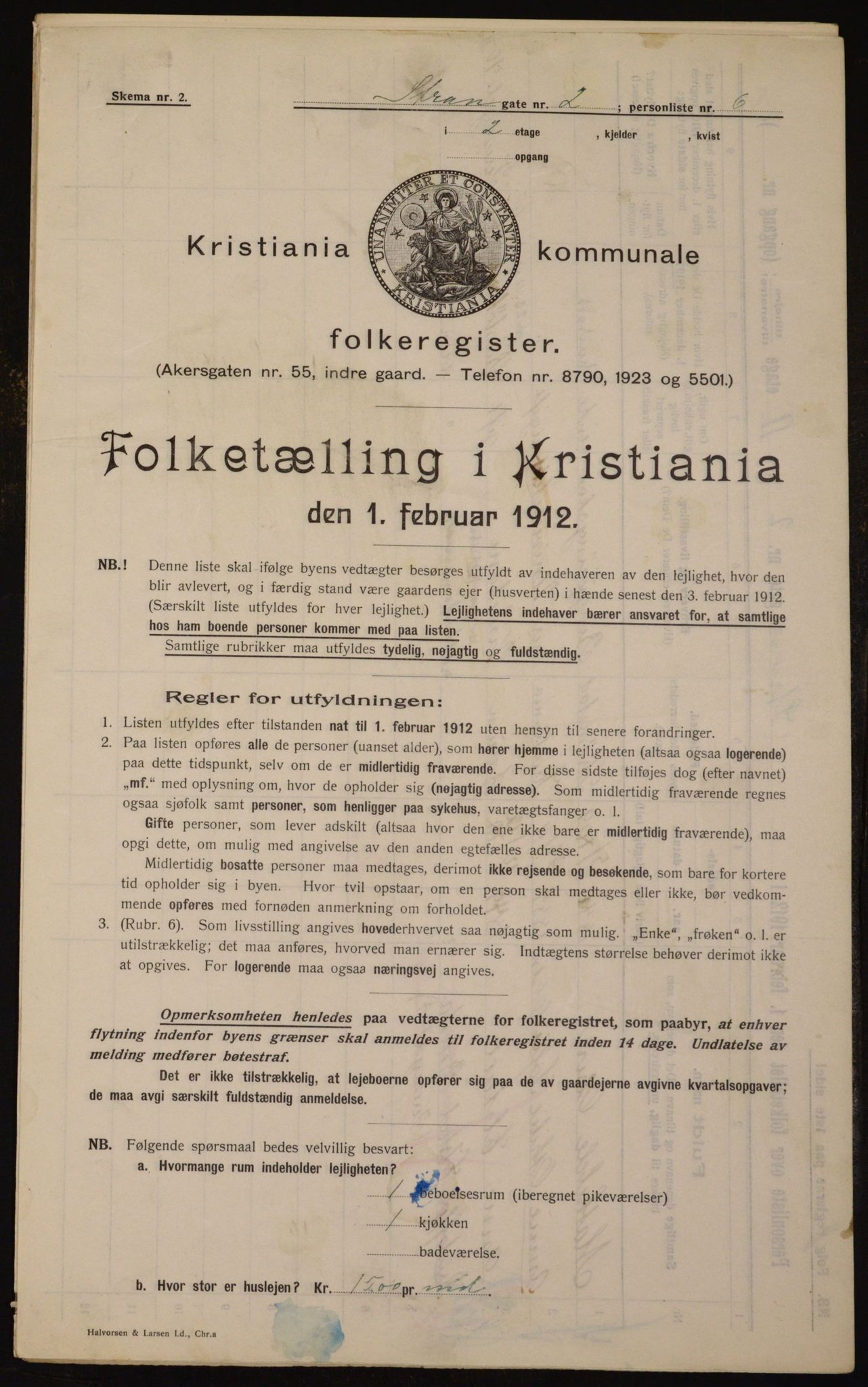 OBA, Kommunal folketelling 1.2.1912 for Kristiania, 1912, s. 103687