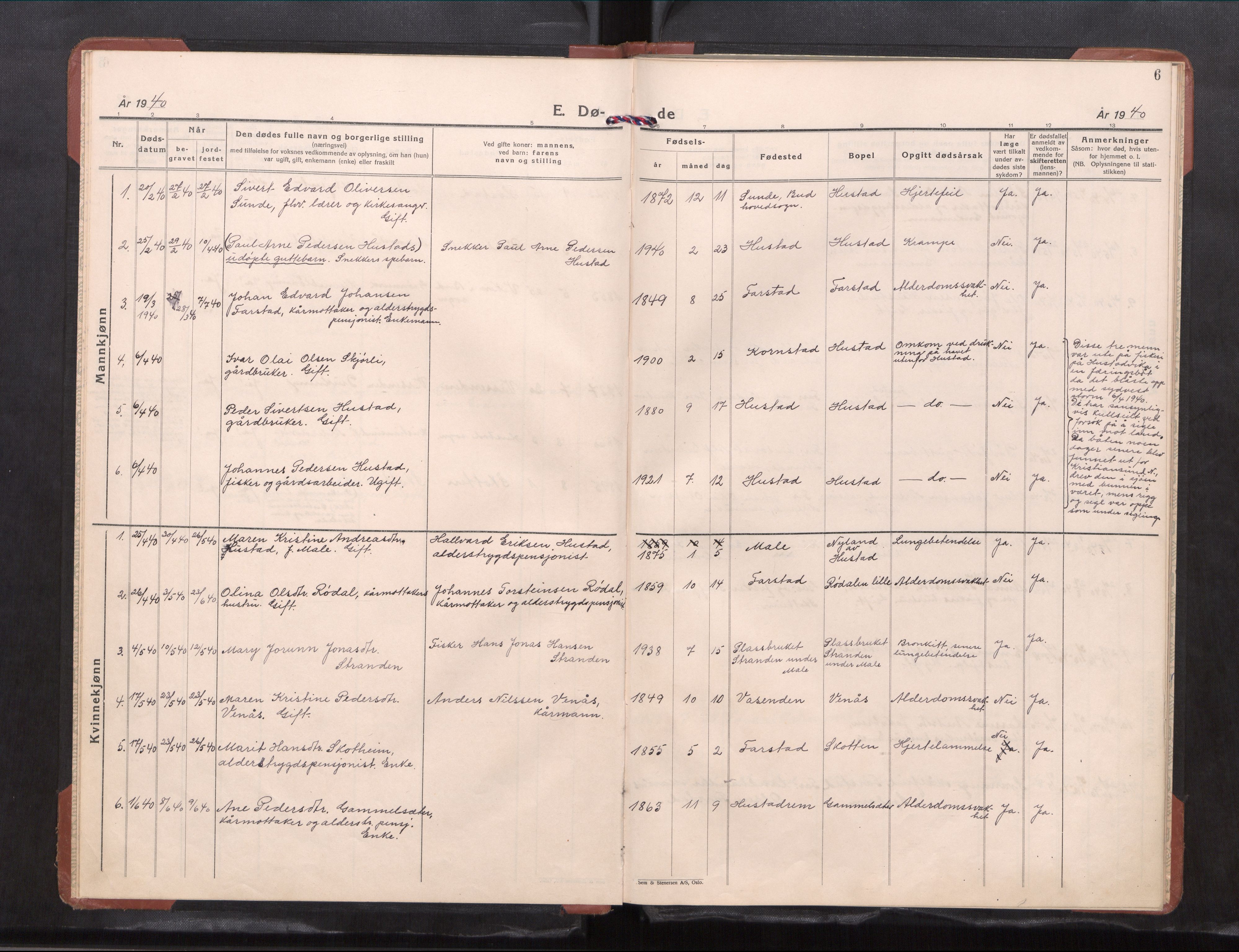 Ministerialprotokoller, klokkerbøker og fødselsregistre - Møre og Romsdal, AV/SAT-A-1454/567/L0788: Klokkerbok nr. 567---, 1939-1954, s. 6