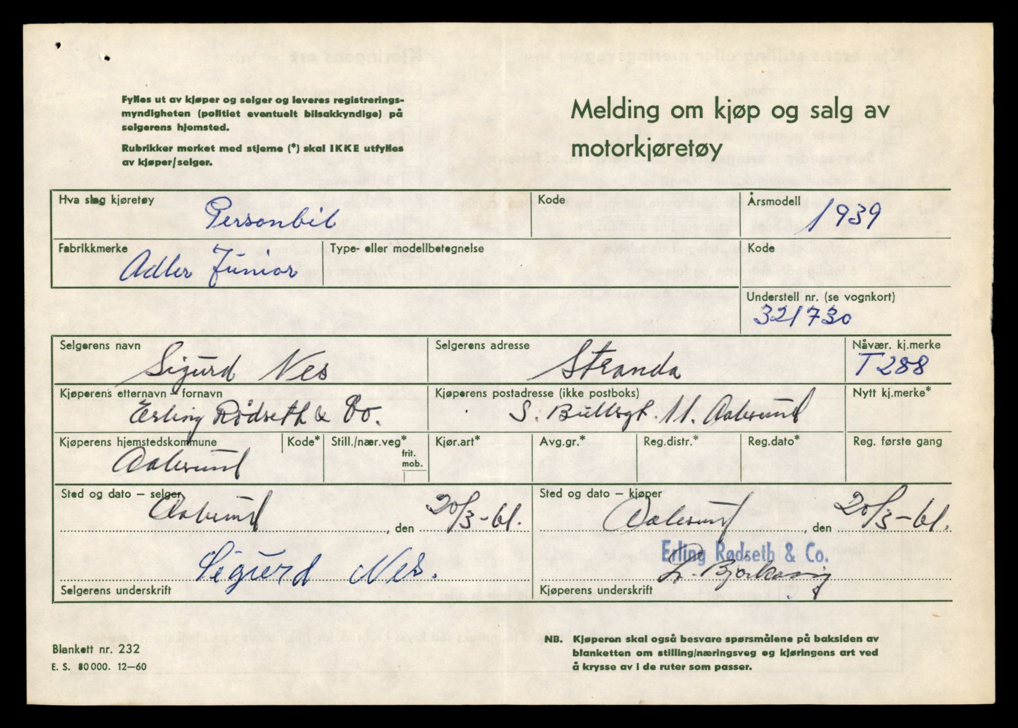 Møre og Romsdal vegkontor - Ålesund trafikkstasjon, AV/SAT-A-4099/F/Fe/L0003: Registreringskort for kjøretøy T 232 - T 340, 1927-1998, s. 1543