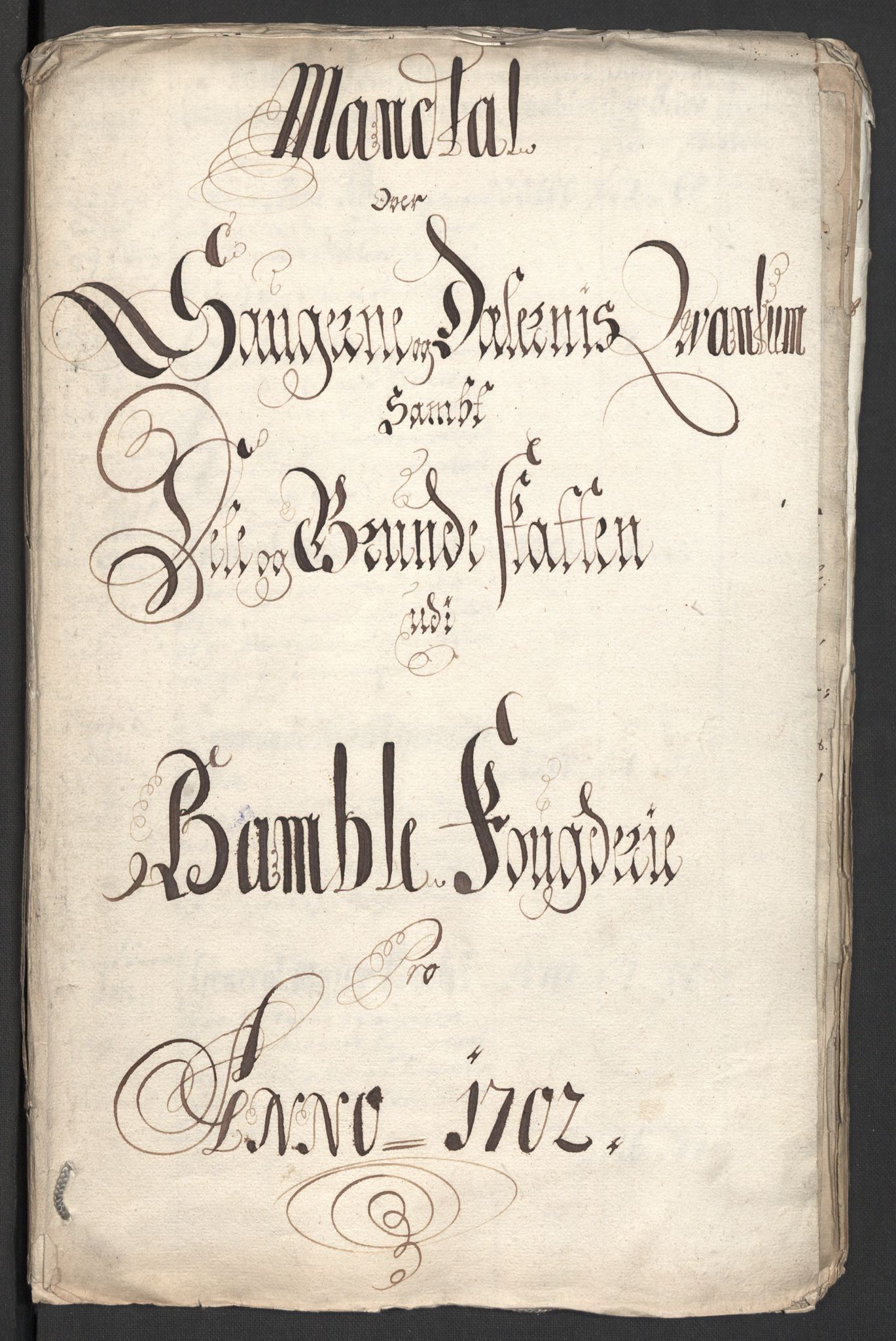 Rentekammeret inntil 1814, Reviderte regnskaper, Fogderegnskap, AV/RA-EA-4092/R36/L2107: Fogderegnskap Øvre og Nedre Telemark og Bamble, 1702, s. 3