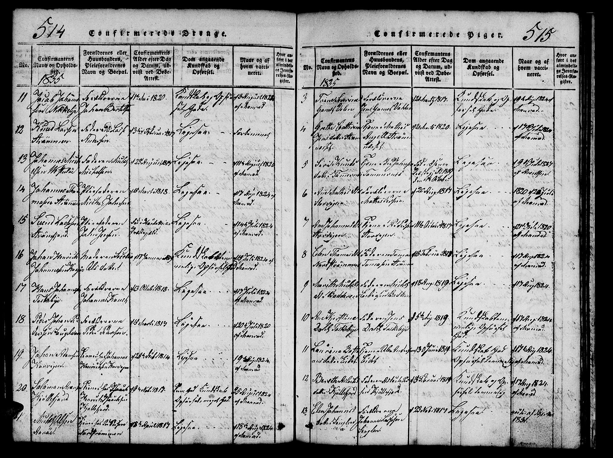 Skjervøy sokneprestkontor, AV/SATØ-S-1300/H/Ha/Hab/L0001klokker: Klokkerbok nr. 1, 1825-1838, s. 514-515