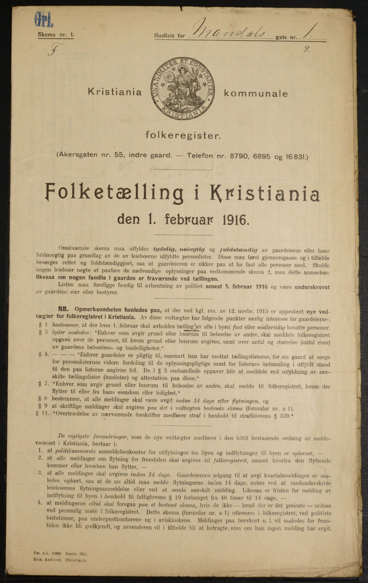 OBA, Kommunal folketelling 1.2.1916 for Kristiania, 1916, s. 61469