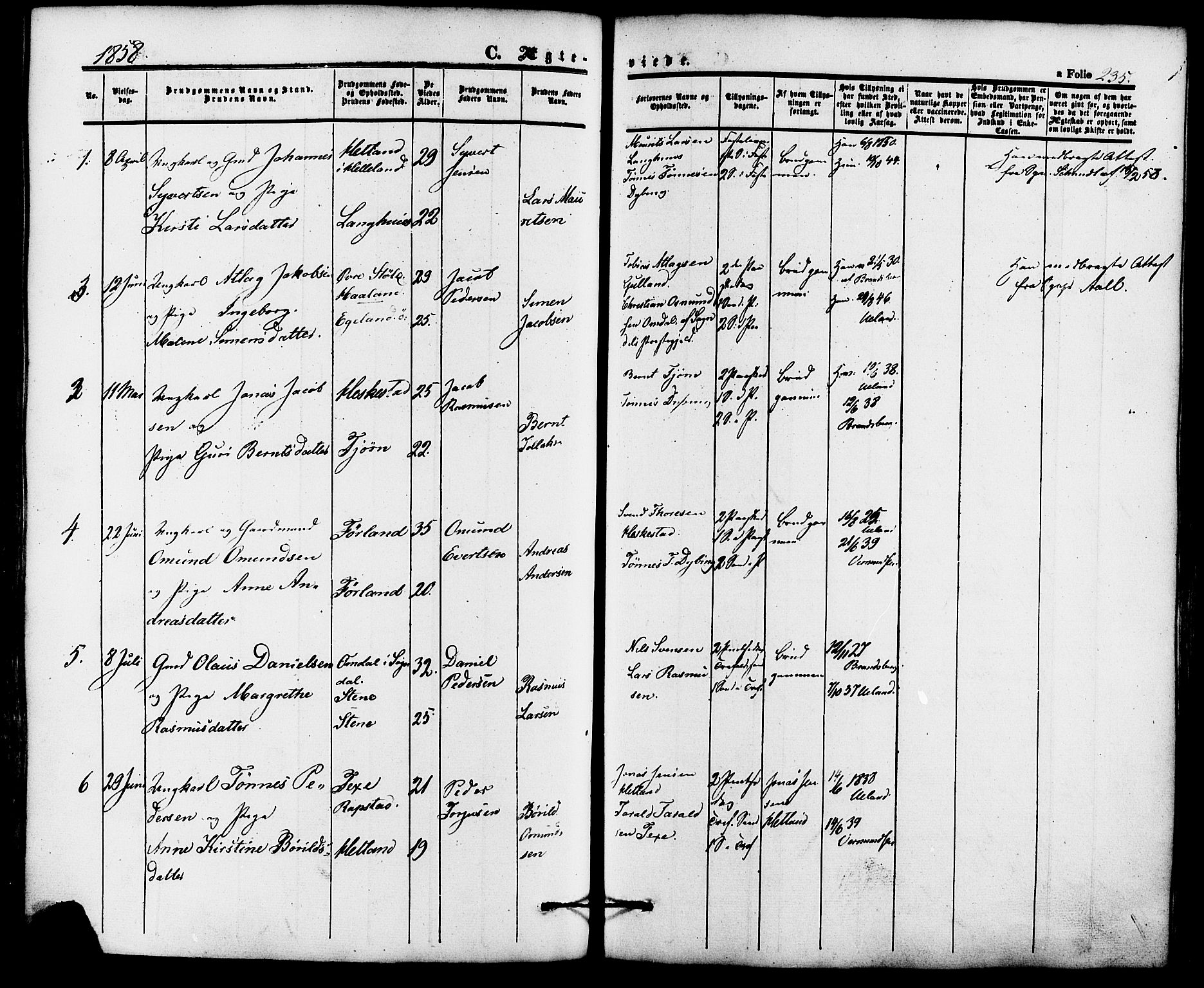 Lund sokneprestkontor, SAST/A-101809/S06/L0010: Ministerialbok nr. A 9, 1854-1886, s. 235