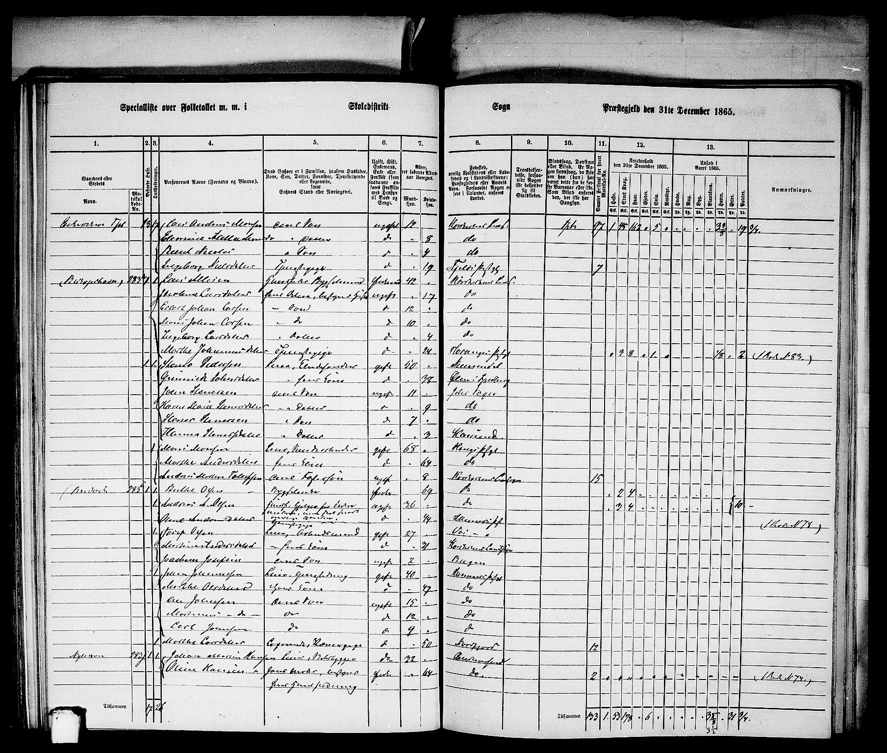 RA, Folketelling 1865 for 1281L Bergen Landdistrikt, Domkirkens landsokn og Korskirkens landsokn, 1865, s. 321