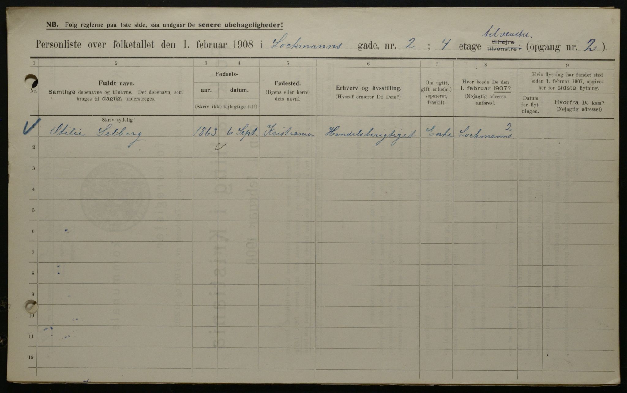 OBA, Kommunal folketelling 1.2.1908 for Kristiania kjøpstad, 1908, s. 73450