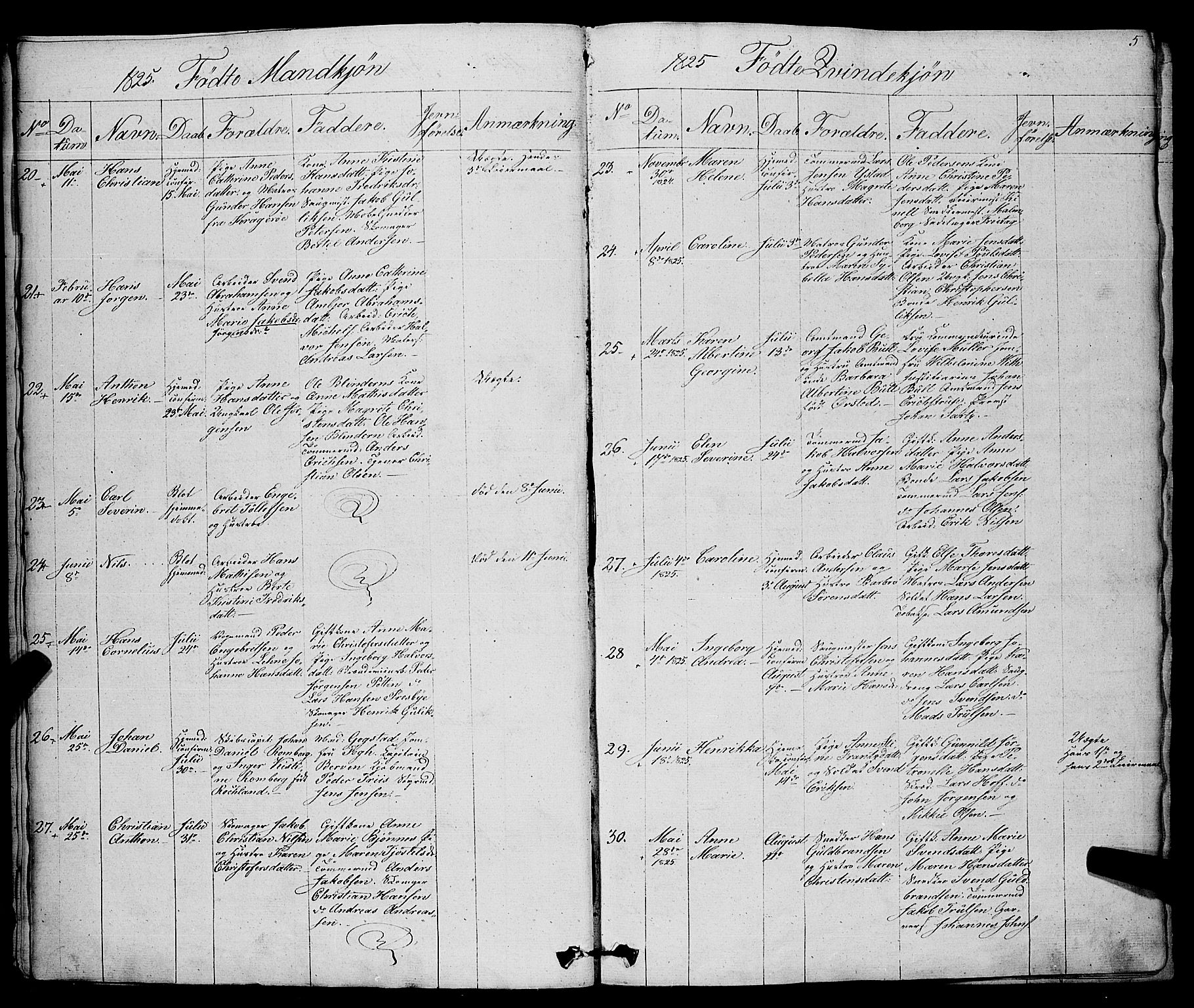 Larvik kirkebøker, SAKO/A-352/F/Fa/L0002: Ministerialbok nr. I 2, 1825-1847, s. 5