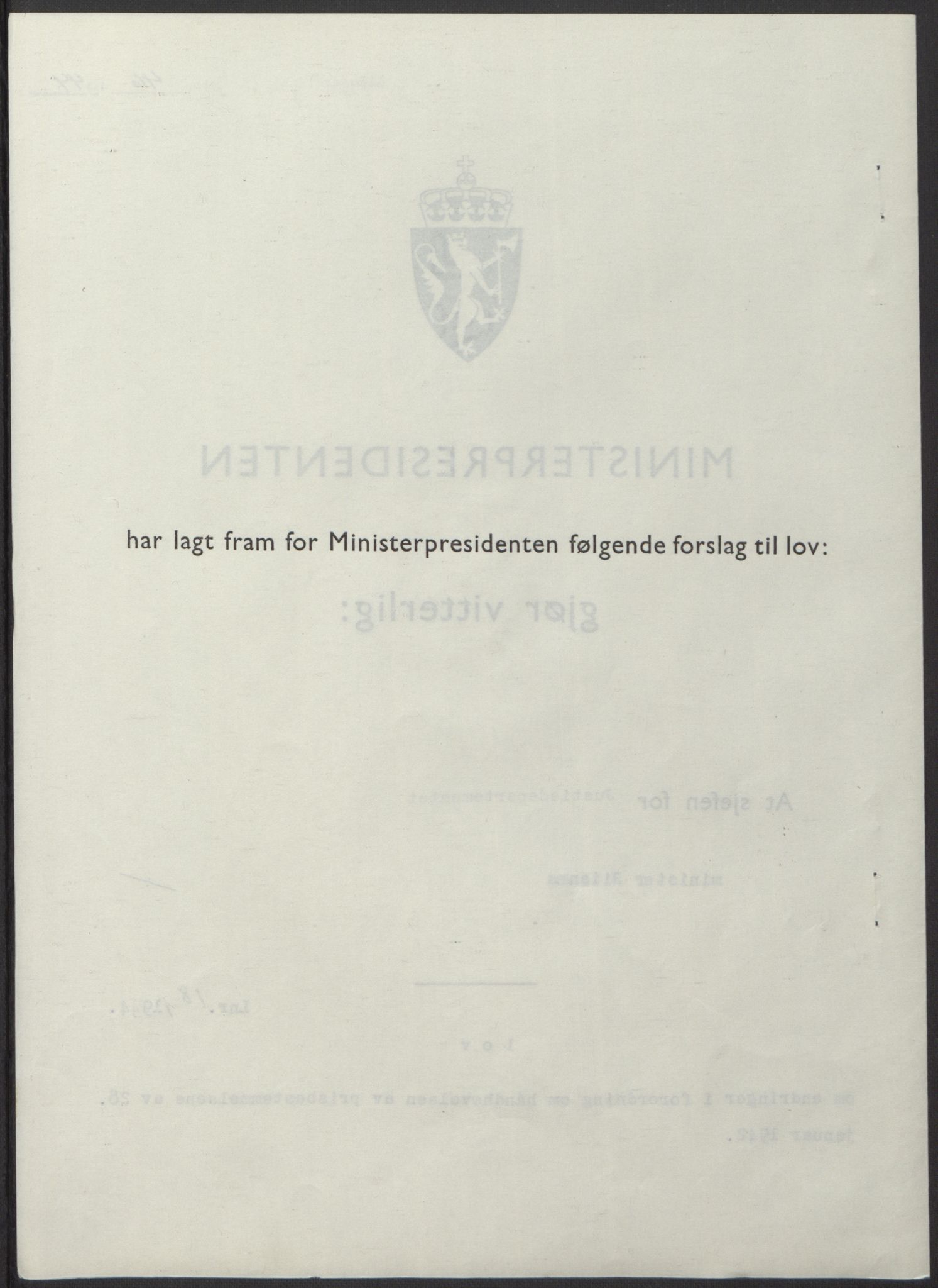NS-administrasjonen 1940-1945 (Statsrådsekretariatet, de kommisariske statsråder mm), RA/S-4279/D/Db/L0100: Lover, 1944, s. 81