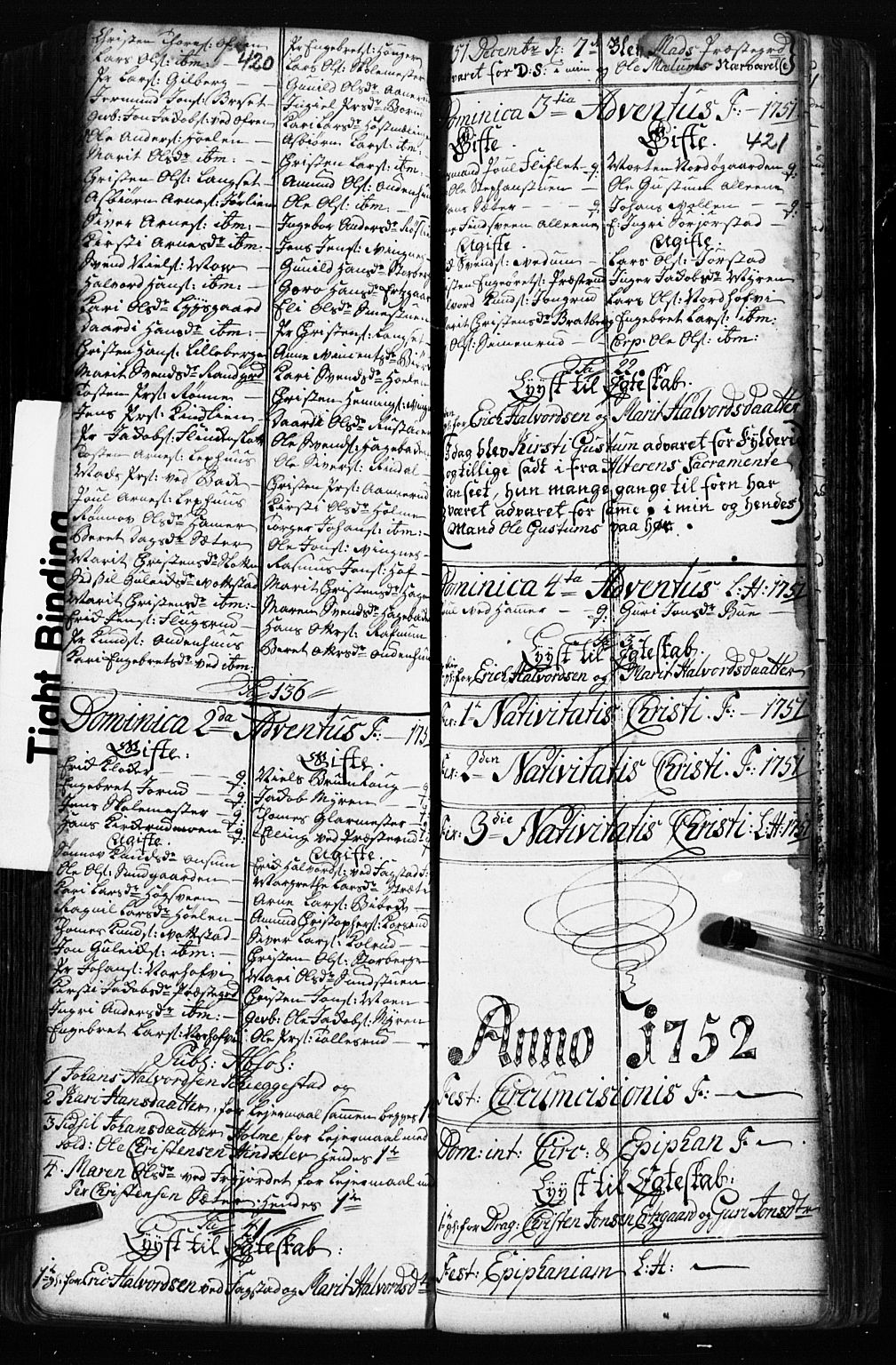 Fåberg prestekontor, AV/SAH-PREST-086/H/Ha/Hab/L0002: Klokkerbok nr. 2, 1741-1756, s. 420-421