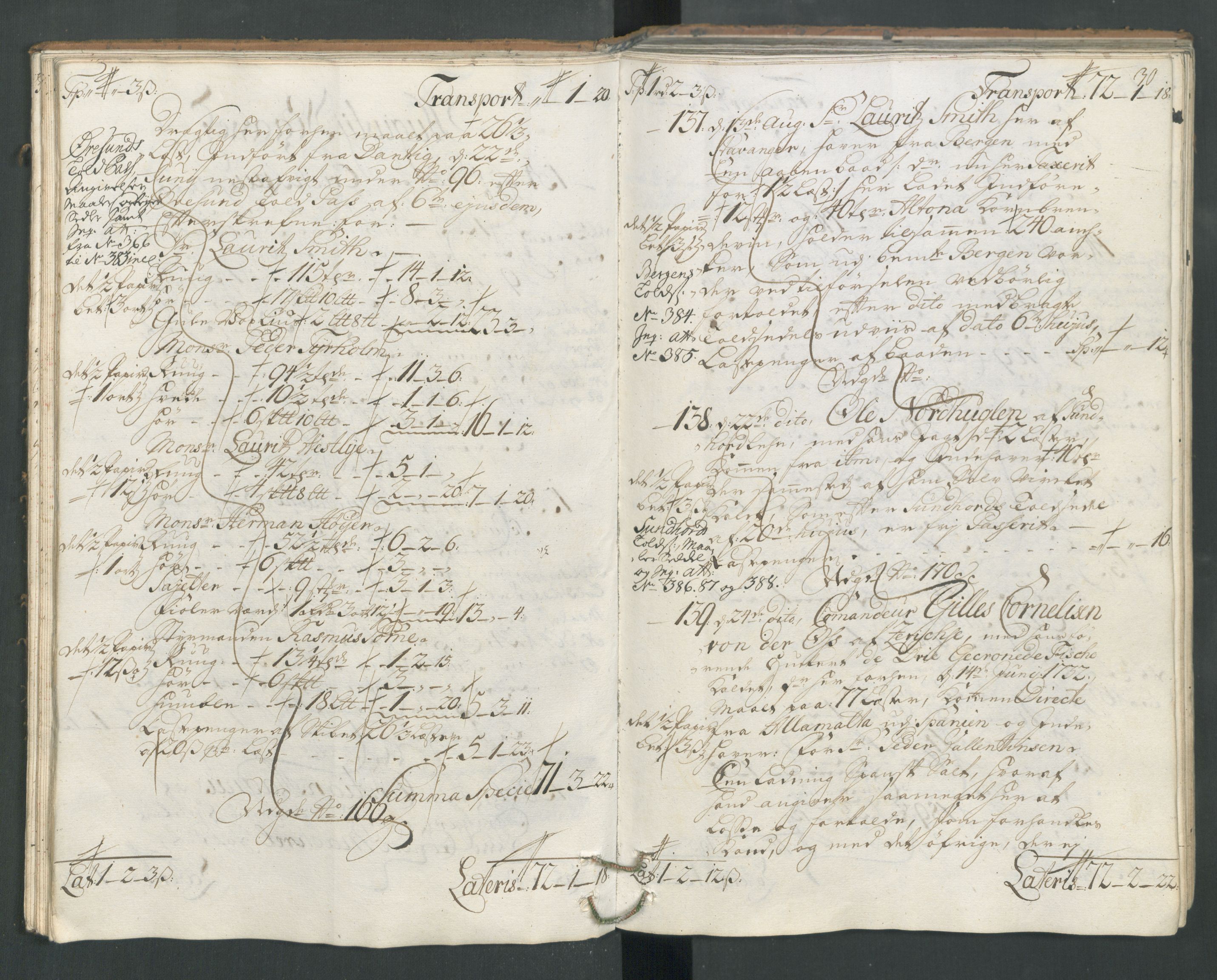 Generaltollkammeret, tollregnskaper, AV/RA-EA-5490/R22/L0012/0001: Tollregnskaper Stavanger / Hovedtollbok, 1733, s. 29b-30a