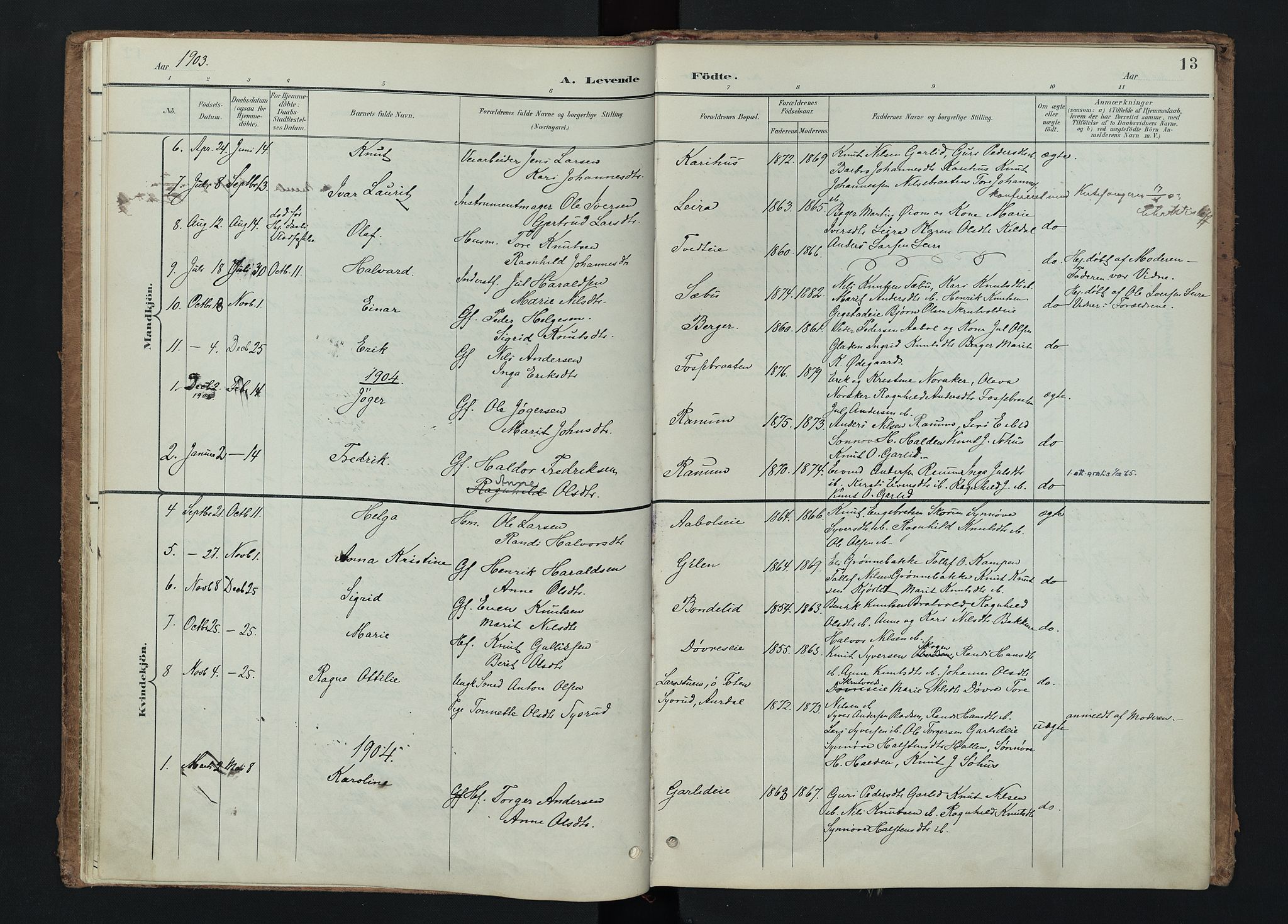 Nord-Aurdal prestekontor, AV/SAH-PREST-132/H/Ha/Haa/L0015: Ministerialbok nr. 15, 1896-1914, s. 13