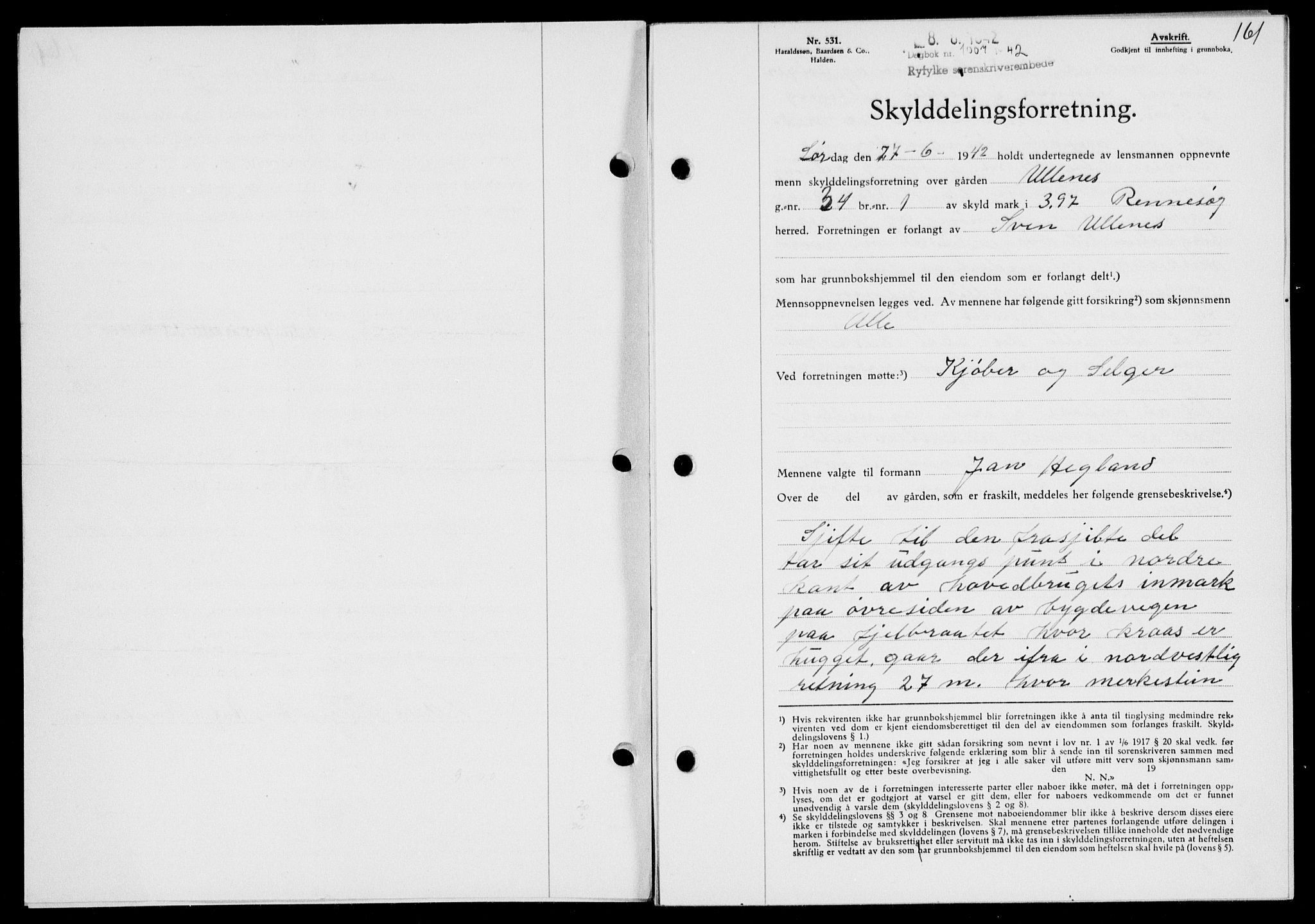 Ryfylke tingrett, SAST/A-100055/001/II/IIB/L0088: Pantebok nr. 67, 1942-1942, Dagboknr: 1004/1942