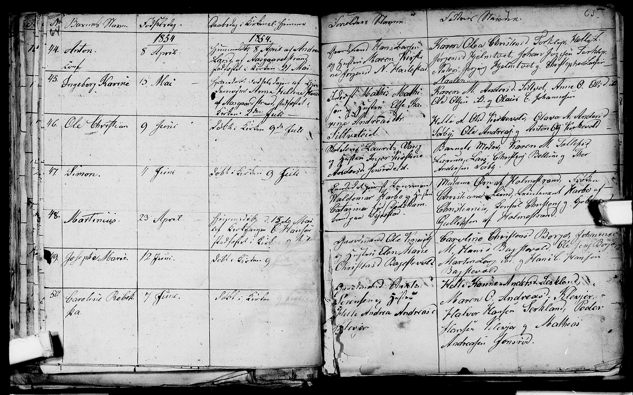 Våle kirkebøker, AV/SAKO-A-334/G/Ga/L0002: Klokkerbok nr. I 2, 1851-1863, s. 64-65