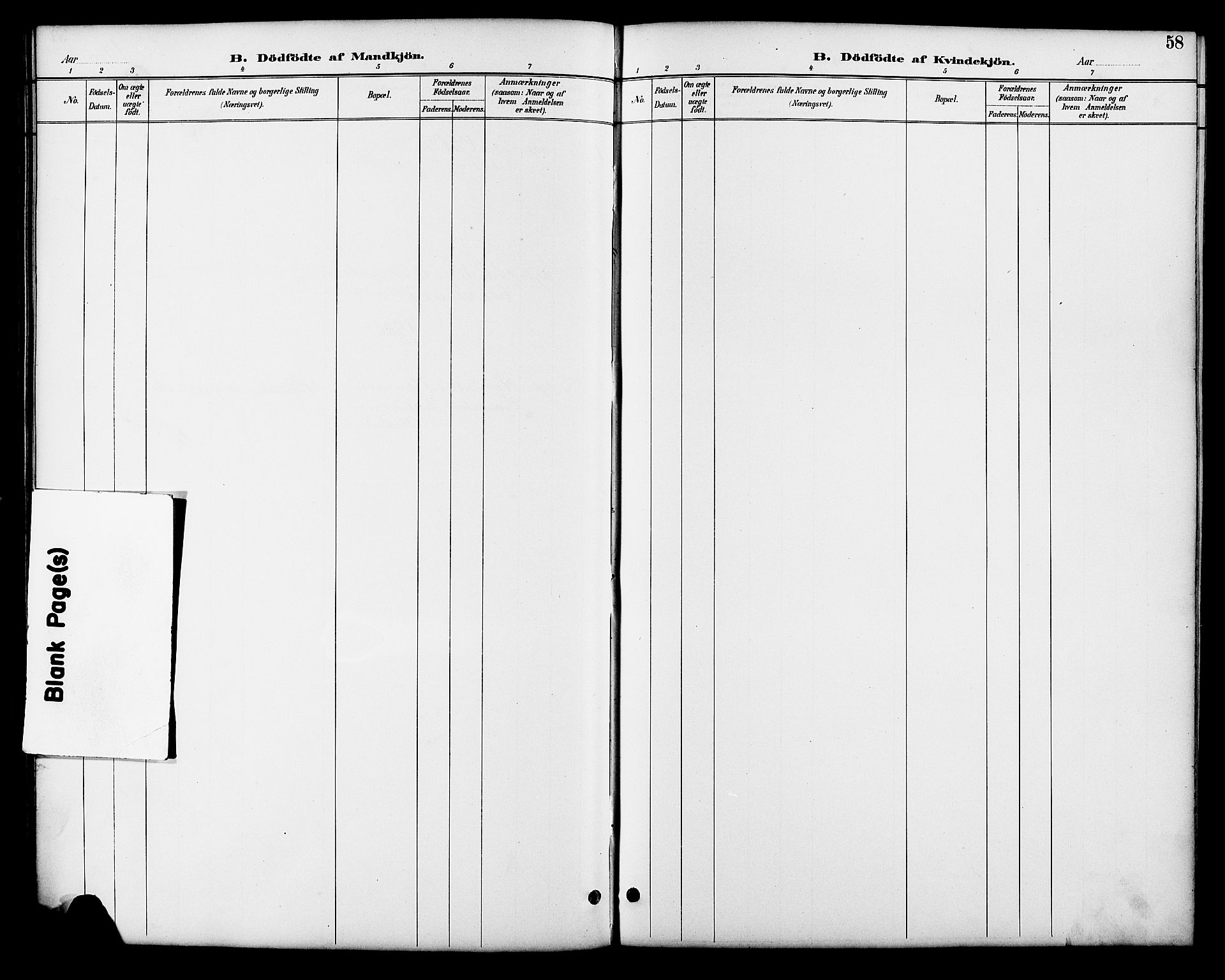 Åmli sokneprestkontor, SAK/1111-0050/F/Fb/Fbb/L0002: Klokkerbok nr. B 2, 1890-1905, s. 58